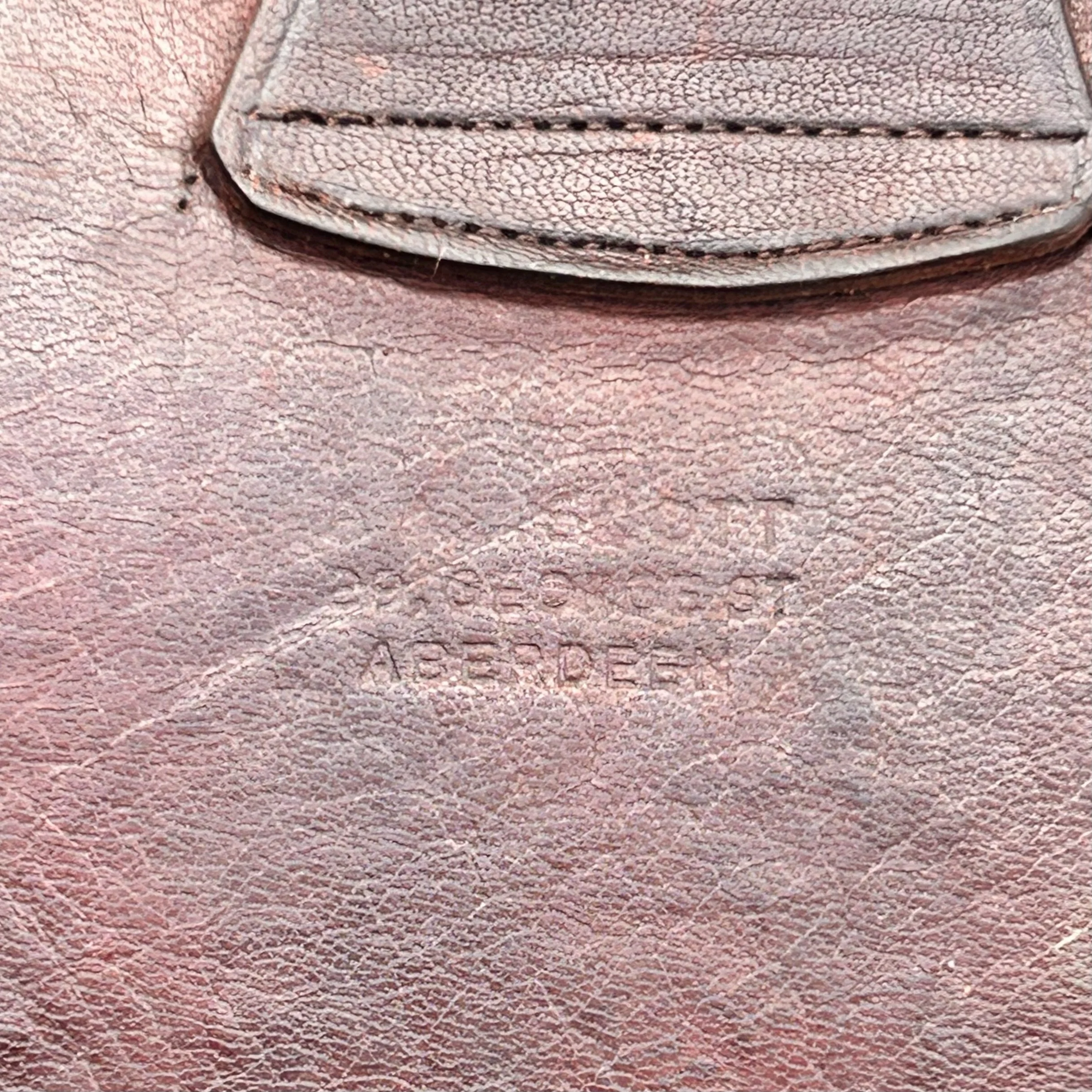 Antique 1920's Aberdeen Brown Leather Sporran makers mark.jpeg