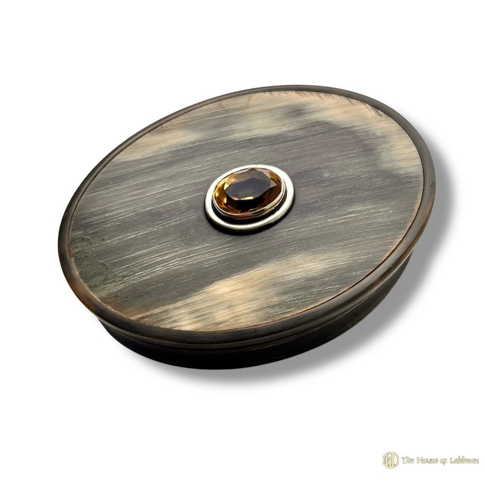 Antique Scottish Cairngorm Set Horn Snuff Box.jpg