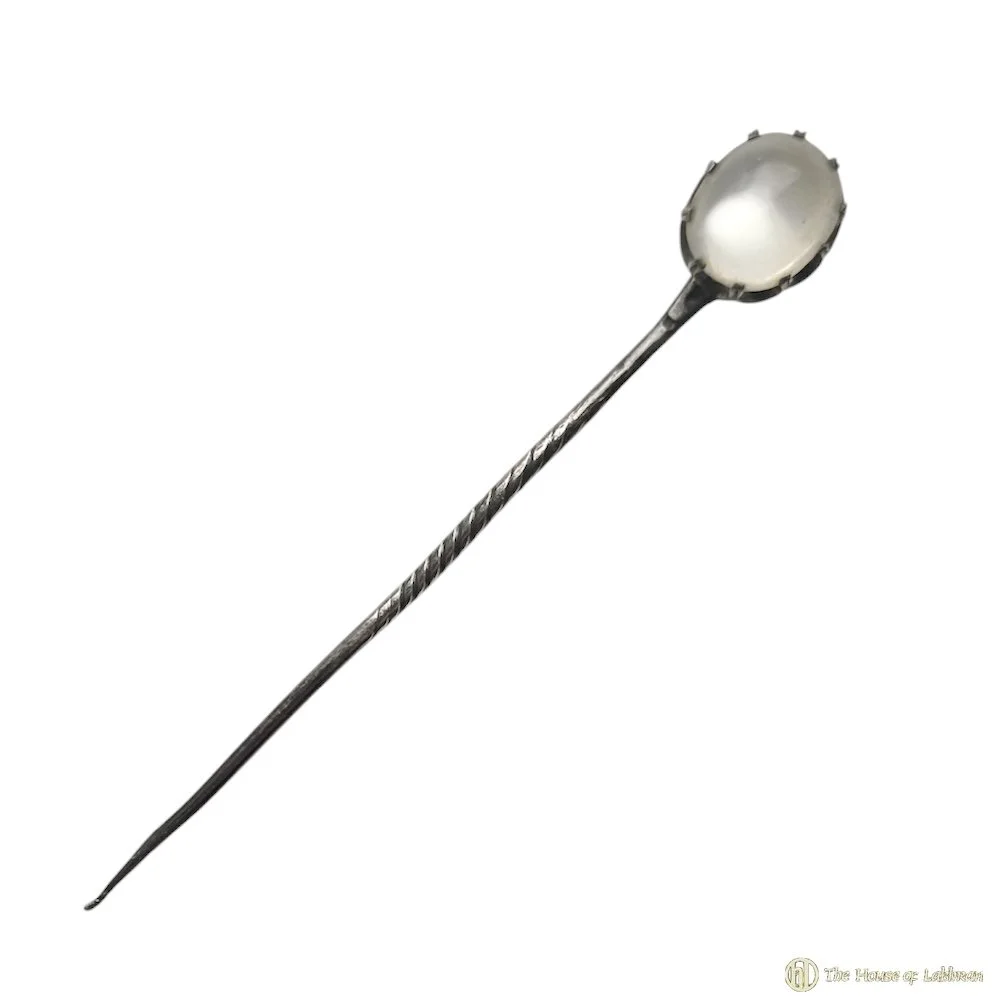 Antique Moonstone Tie Stick Pin - Lapel Pin.jpg
