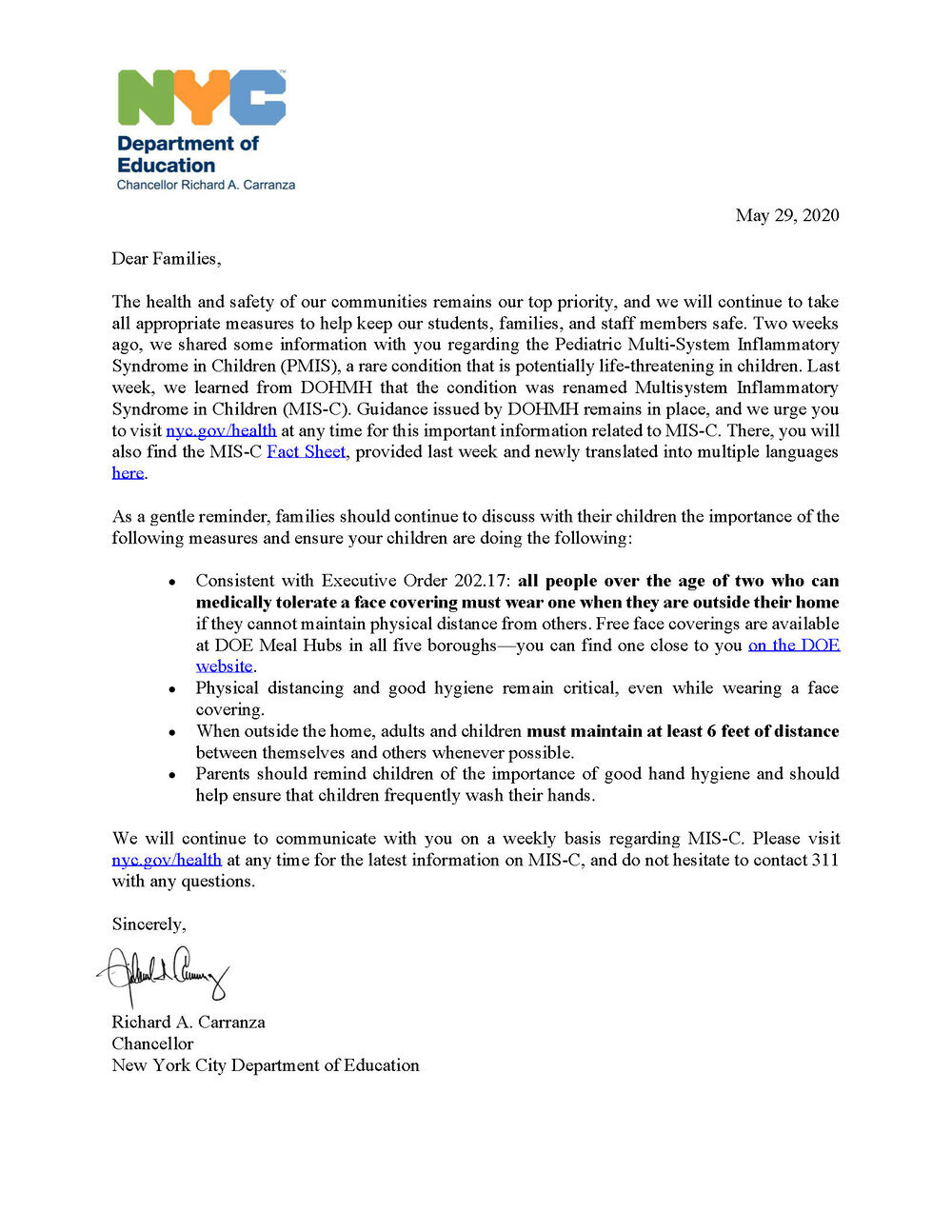 Chancellors Update For Families IAM HS