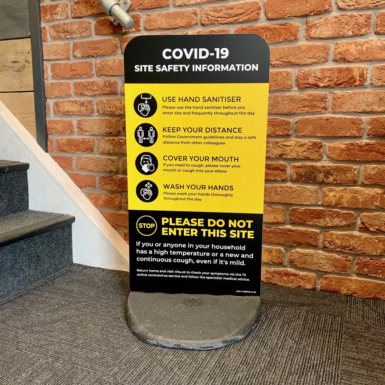 Covid-19 Safety Information - Freestanding sign for construction sites