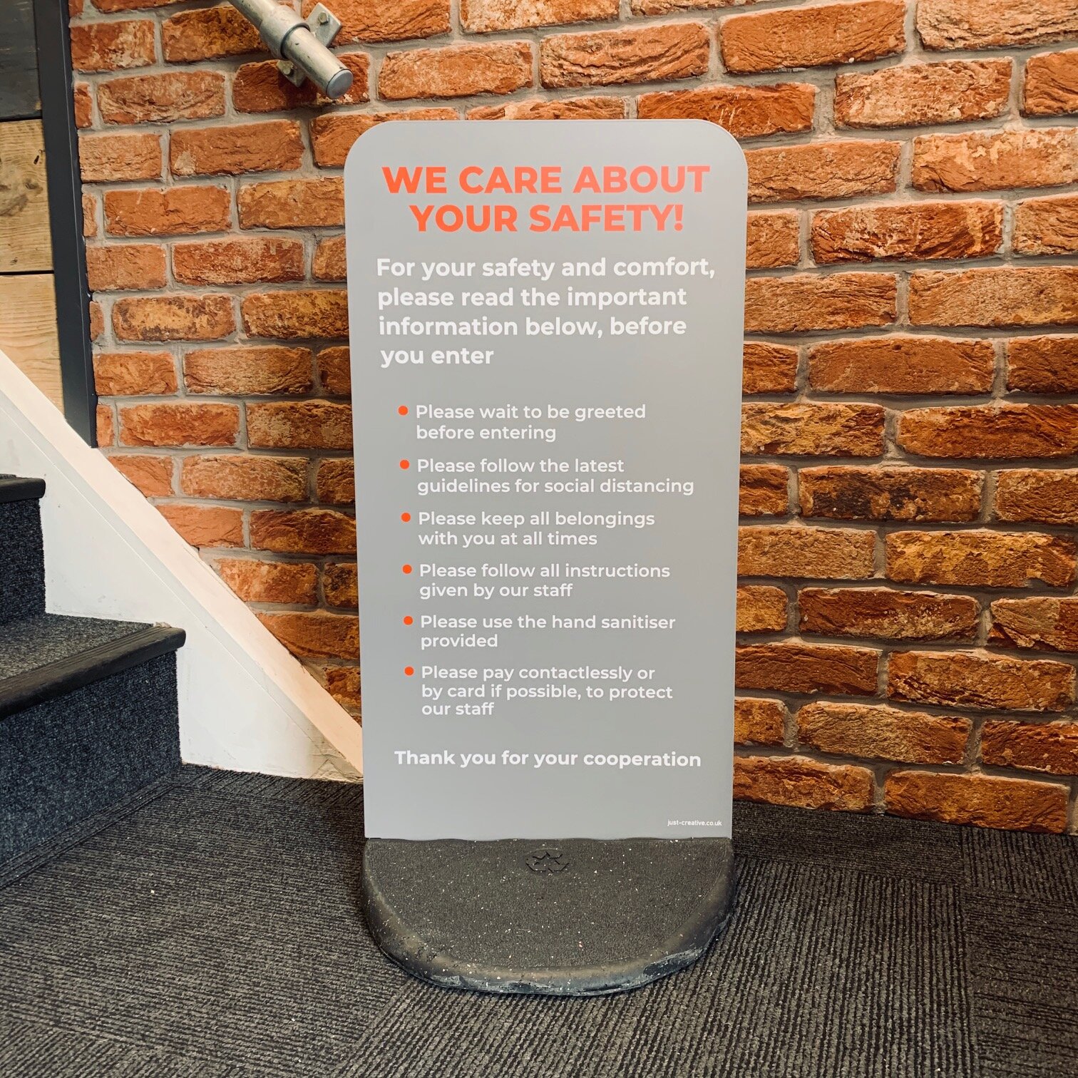 Covid-19 We care about your safety - Freestanding sign