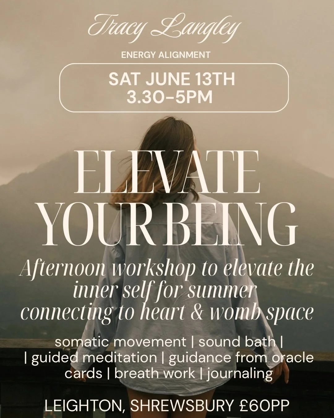 ELEVATE YOUR BEING WORKSHOP

A sacred gathering for women who are ready to come home to themselves. Aligning our heart and womb space.

This is your invitation to align your heart and womb space as we move into the energy of summer, to reconnect, to 