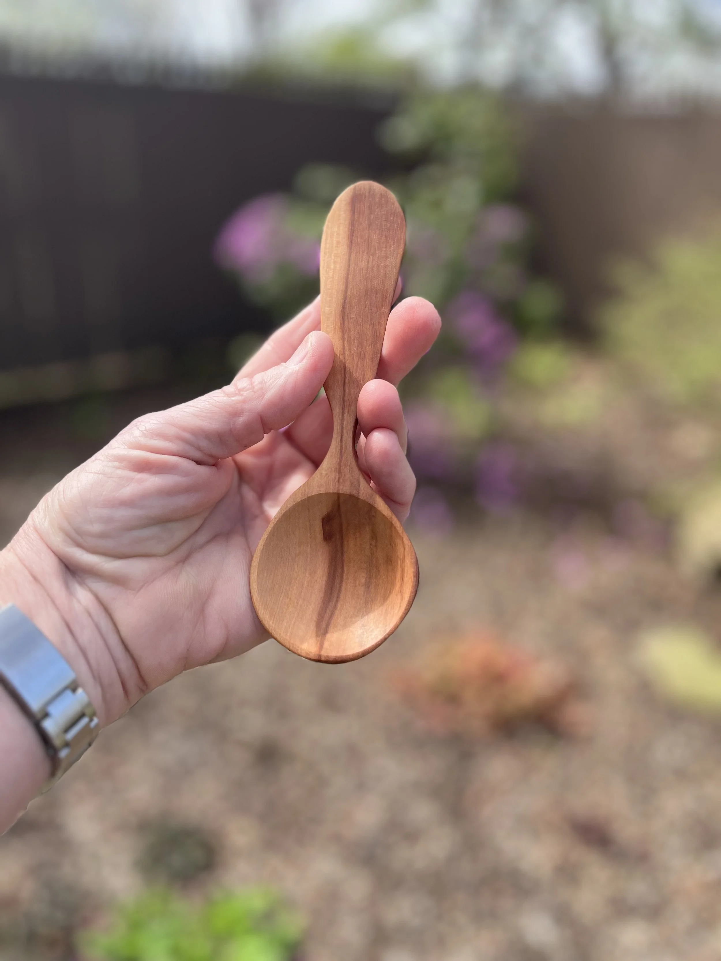 Hand-Carved Cherry Short Coffee Scoop | Erie Woodcraft