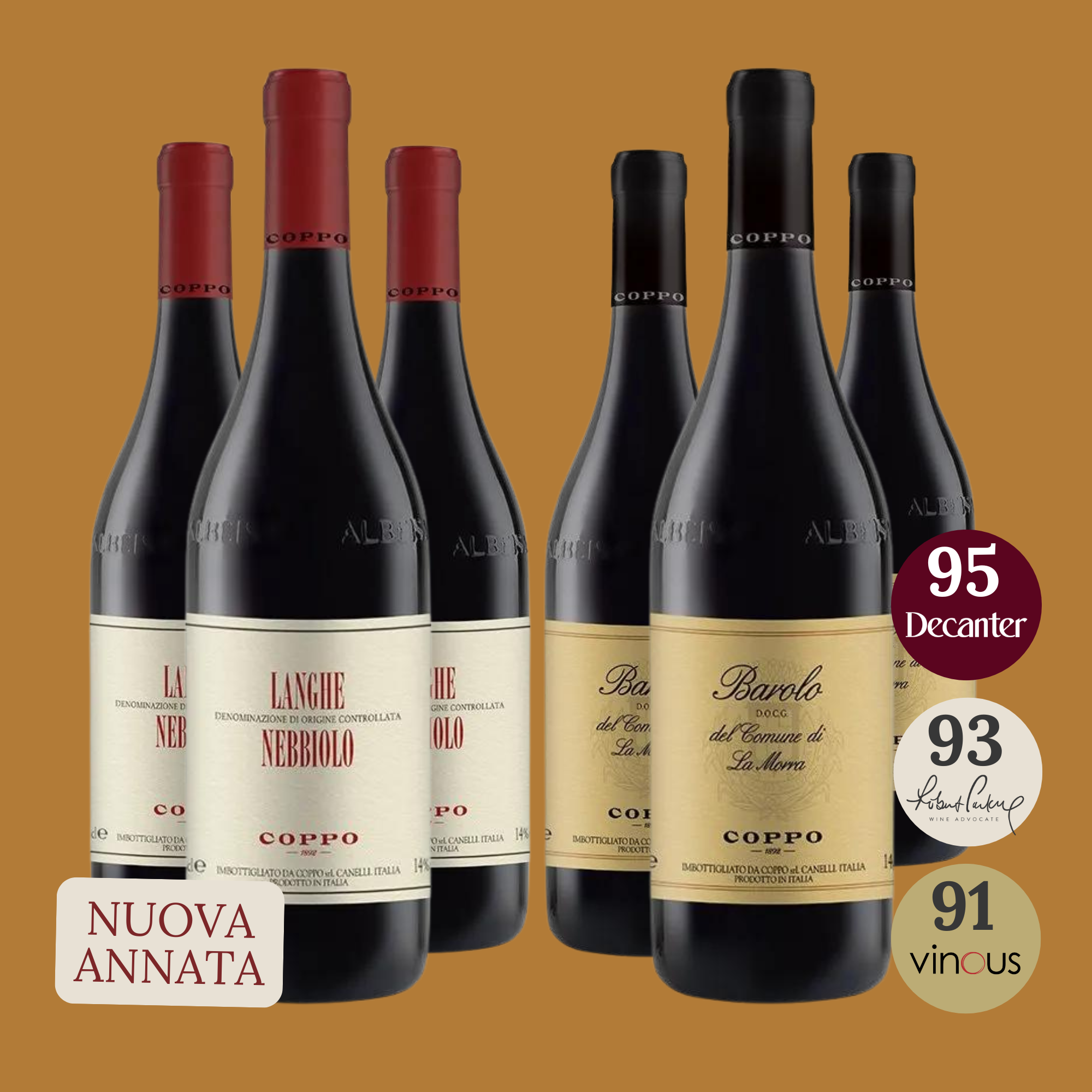 Confezione 6 bt: Langhe Nebbiolo 2023 (3), Barolo del Comune di La Morra 2020 (3)