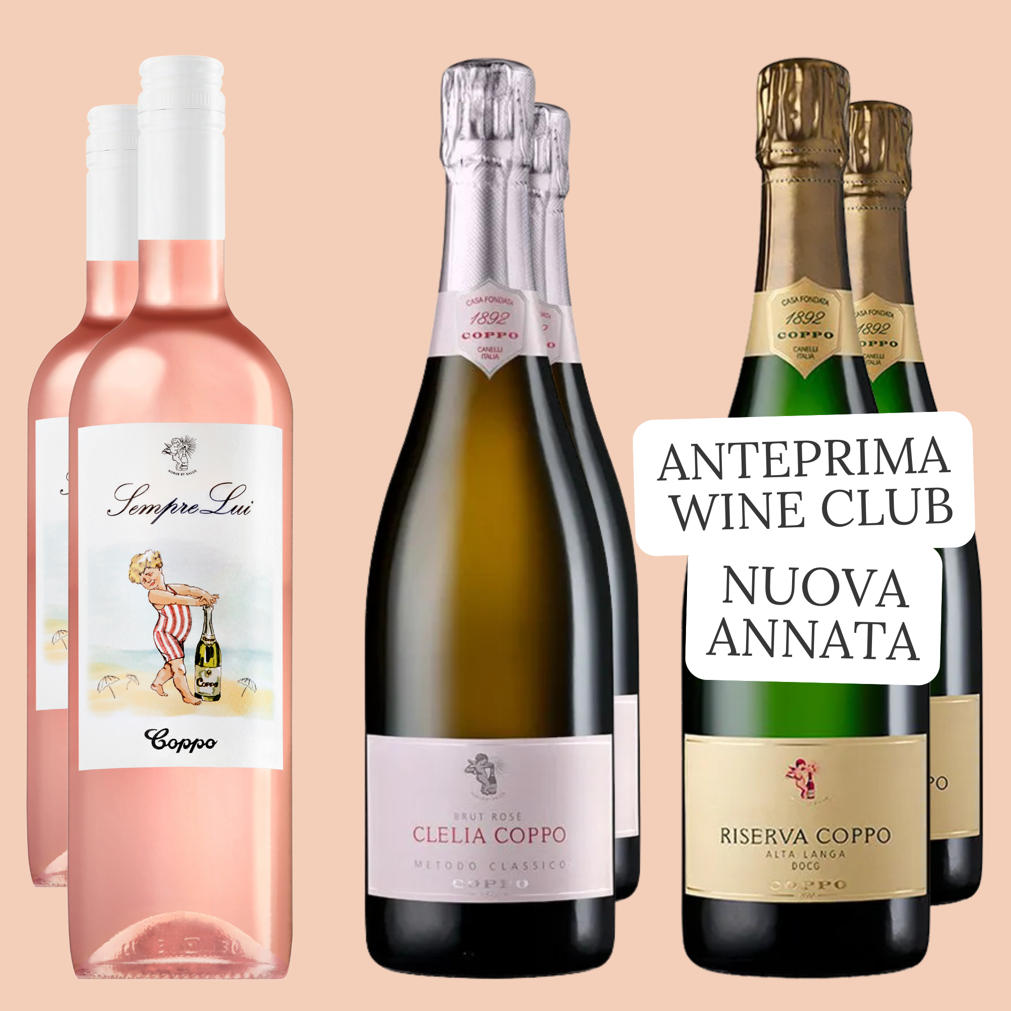 Confezione 6 bottiglie: Sempre lui (2), Riserva Coppo 2020 (2), Clelia Coppo 2022 (2)