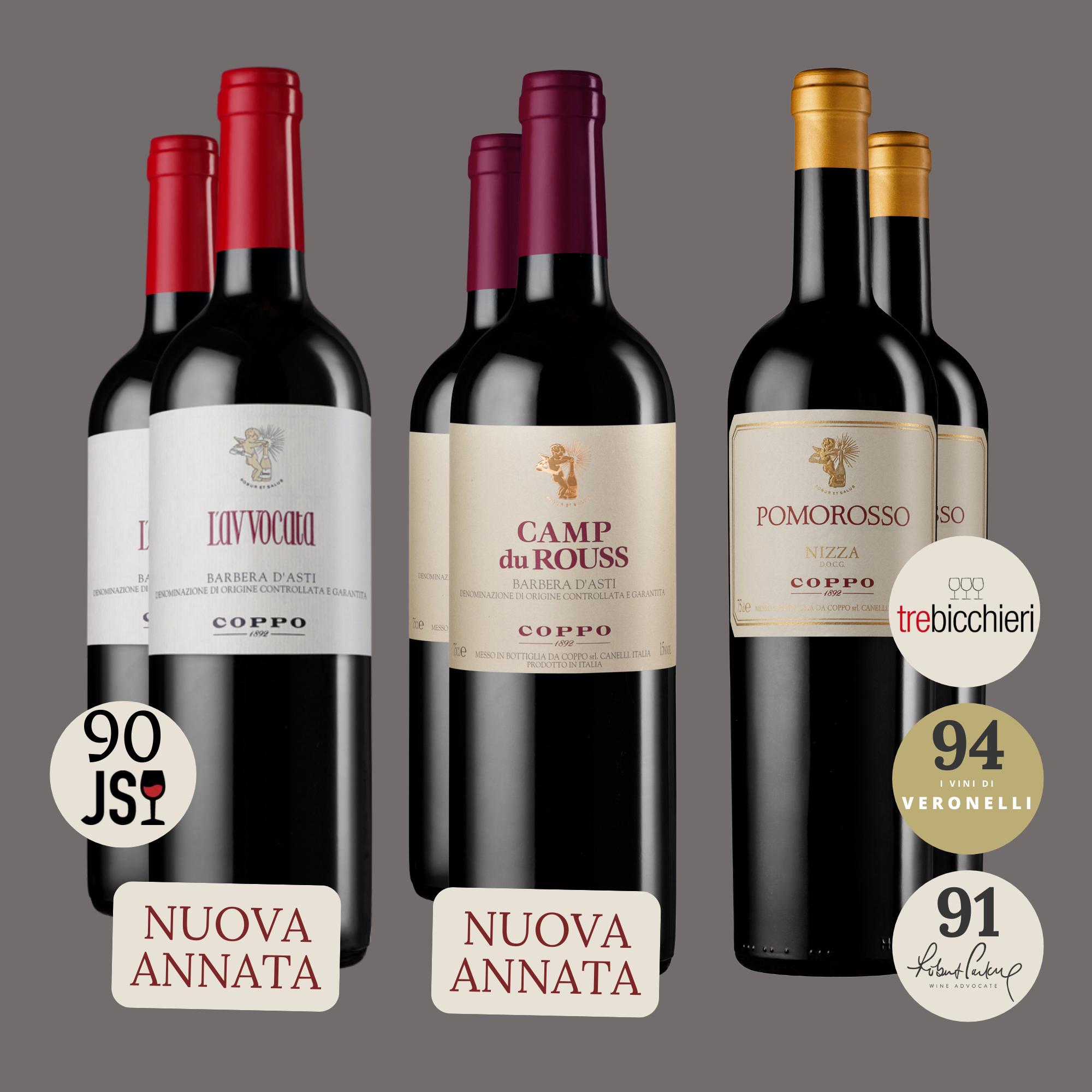 Confezione 6 bt: Avvocata 2024( 2), Camp du Rouss 2023 (2), Pomorosso 2021 (2)