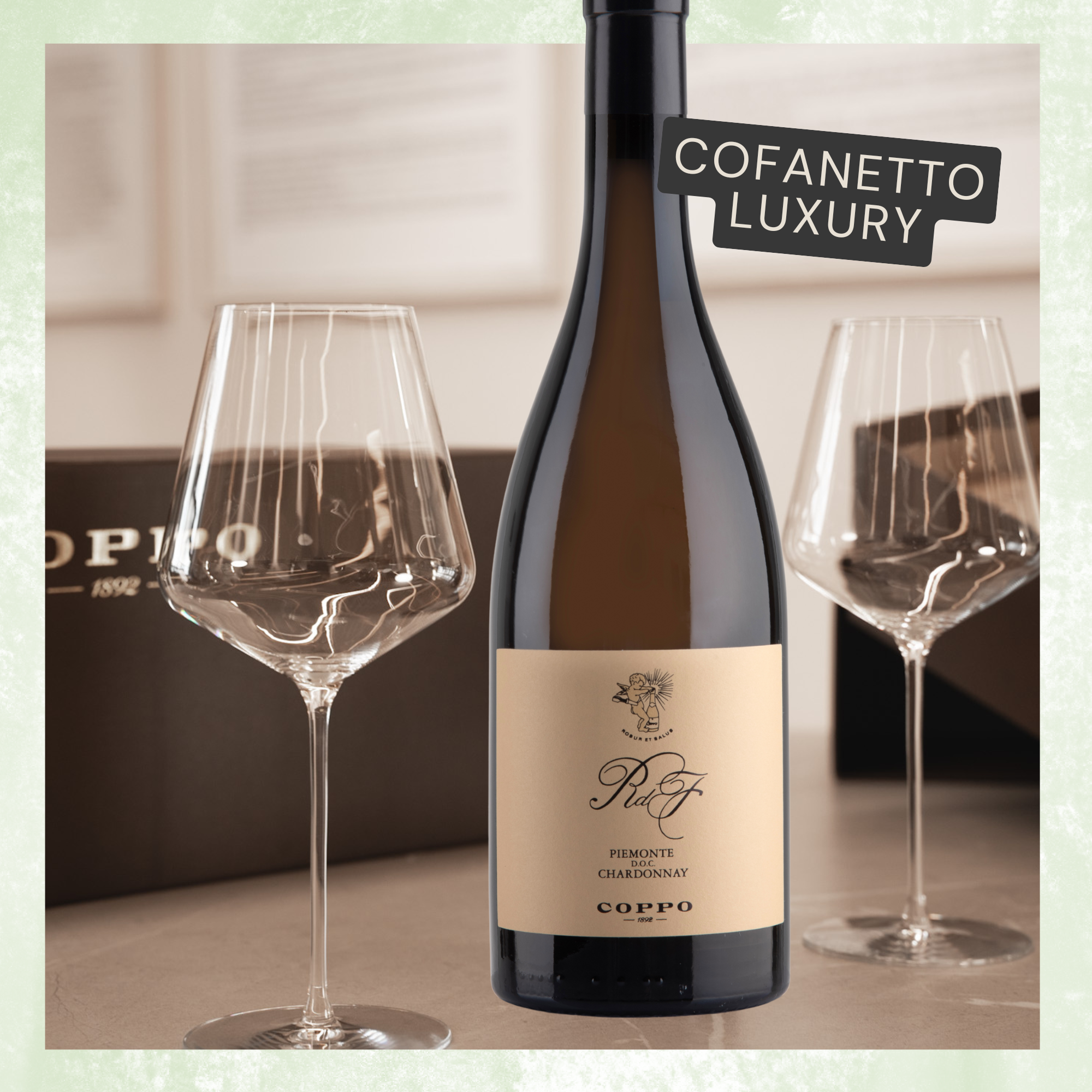 Cofanetto RdF Chardonnay | 1 bt RdF Chardonnay 2021 + 2 calici Lehmann