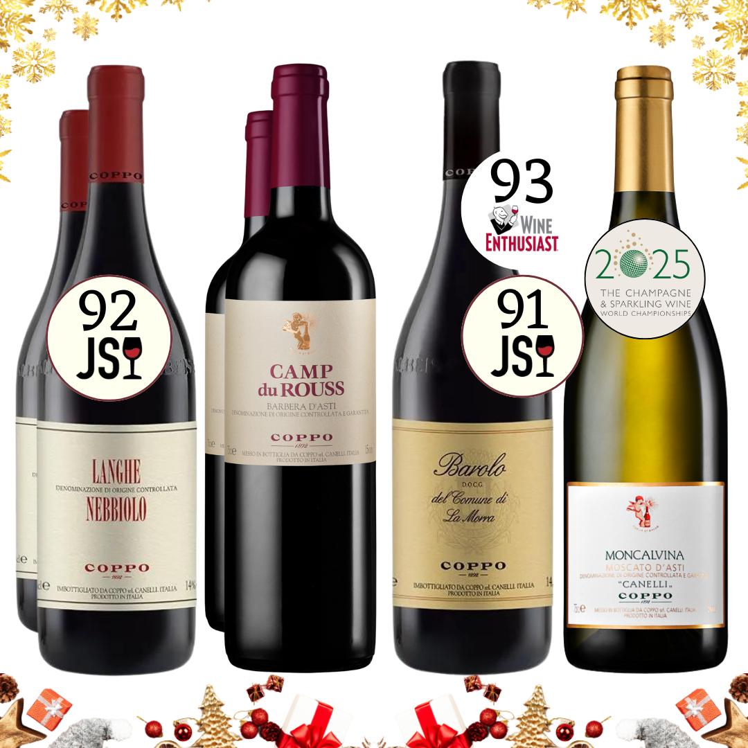 Confezione 6 bt: Langhe Nebbiolo 2023 (2), Camp du Rouss 2023 (2) Barolo del Comune di La Morra 2021 (1), Moncalvina 2024 (1)