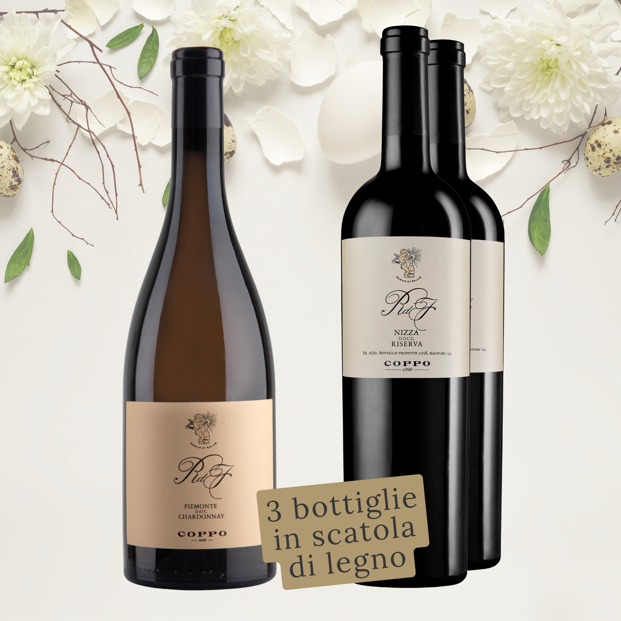 Confezione 3 bt: RDF Chardonnay 2021 (1), RDF Nizza 2020 (2)