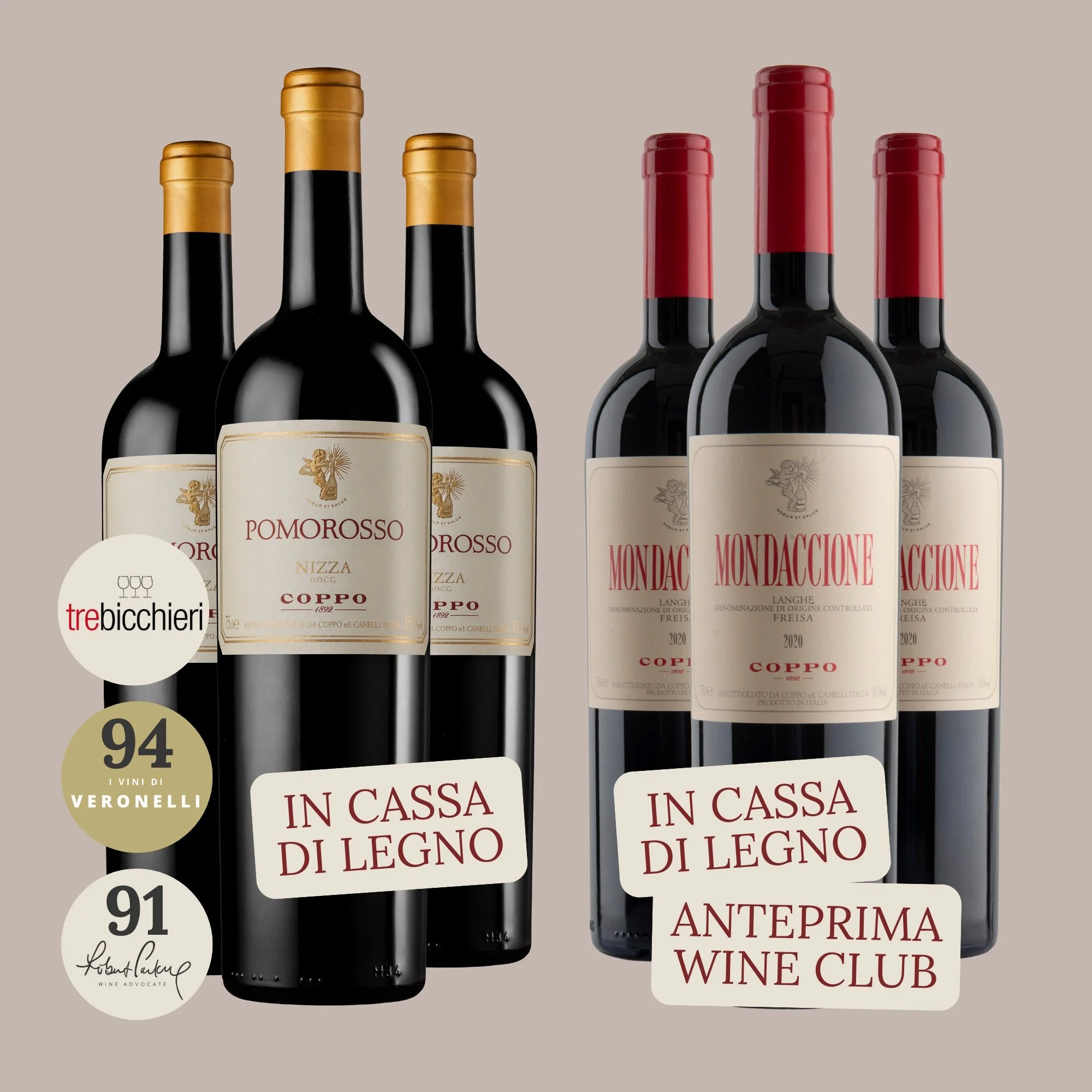 Confezione 6 bt: Pomorosso 2021 (3), Mondaccione 2020 (3)