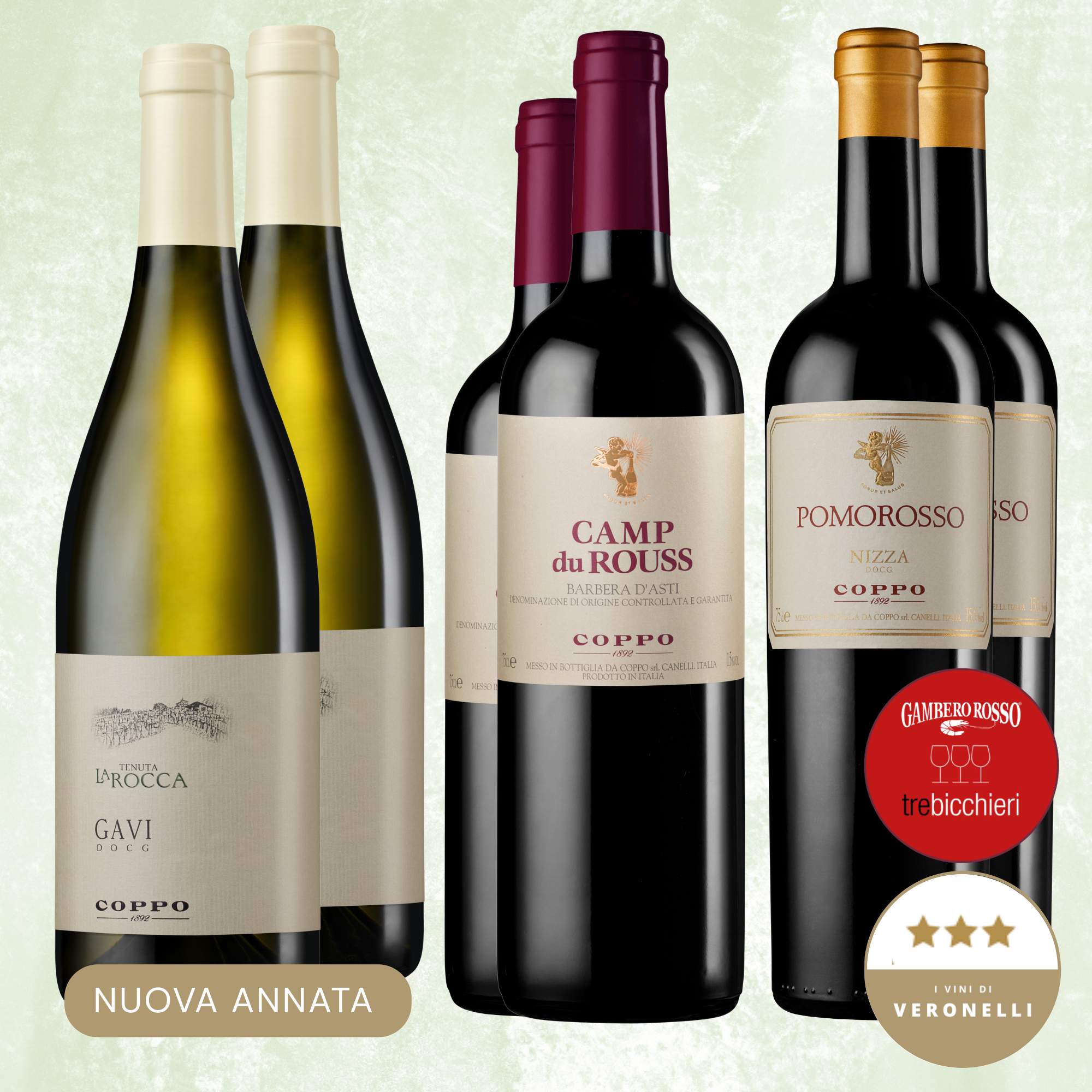 Barbera e Gavi | 6 bt: Camp du Rouss 2023 (2), Pomorosso 2022 (2), Gavi La Rocca 2025 (2)
