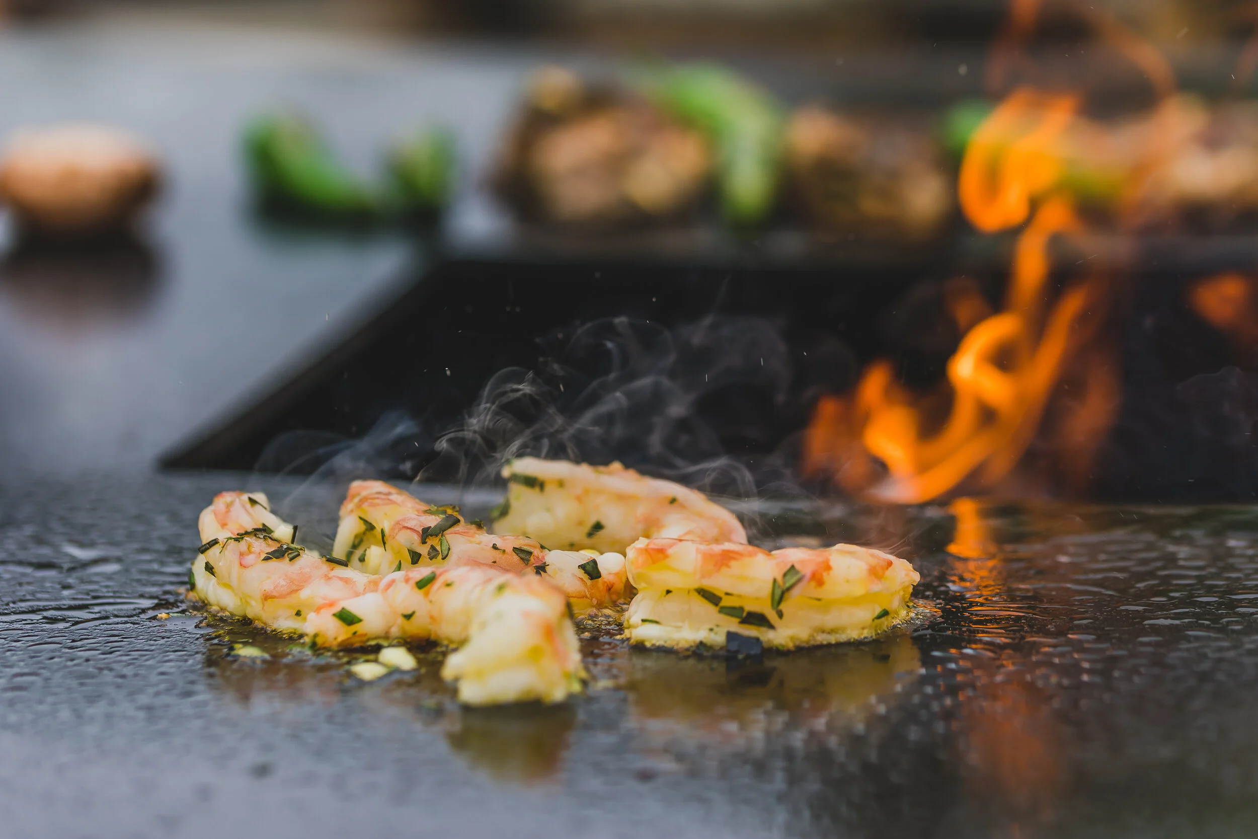 Heute gibts Scampis vom Feuerring.