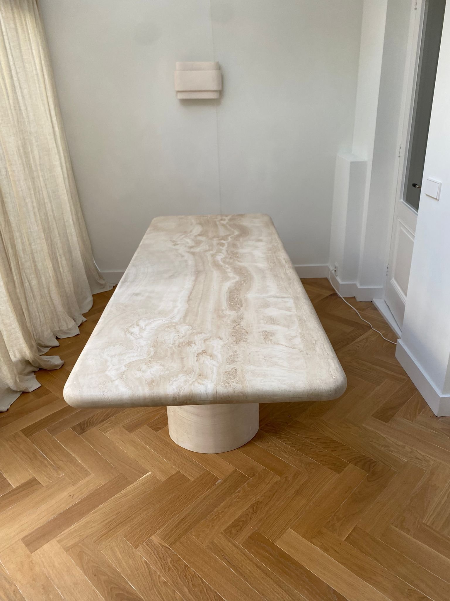 thick rectangle travertine dining table