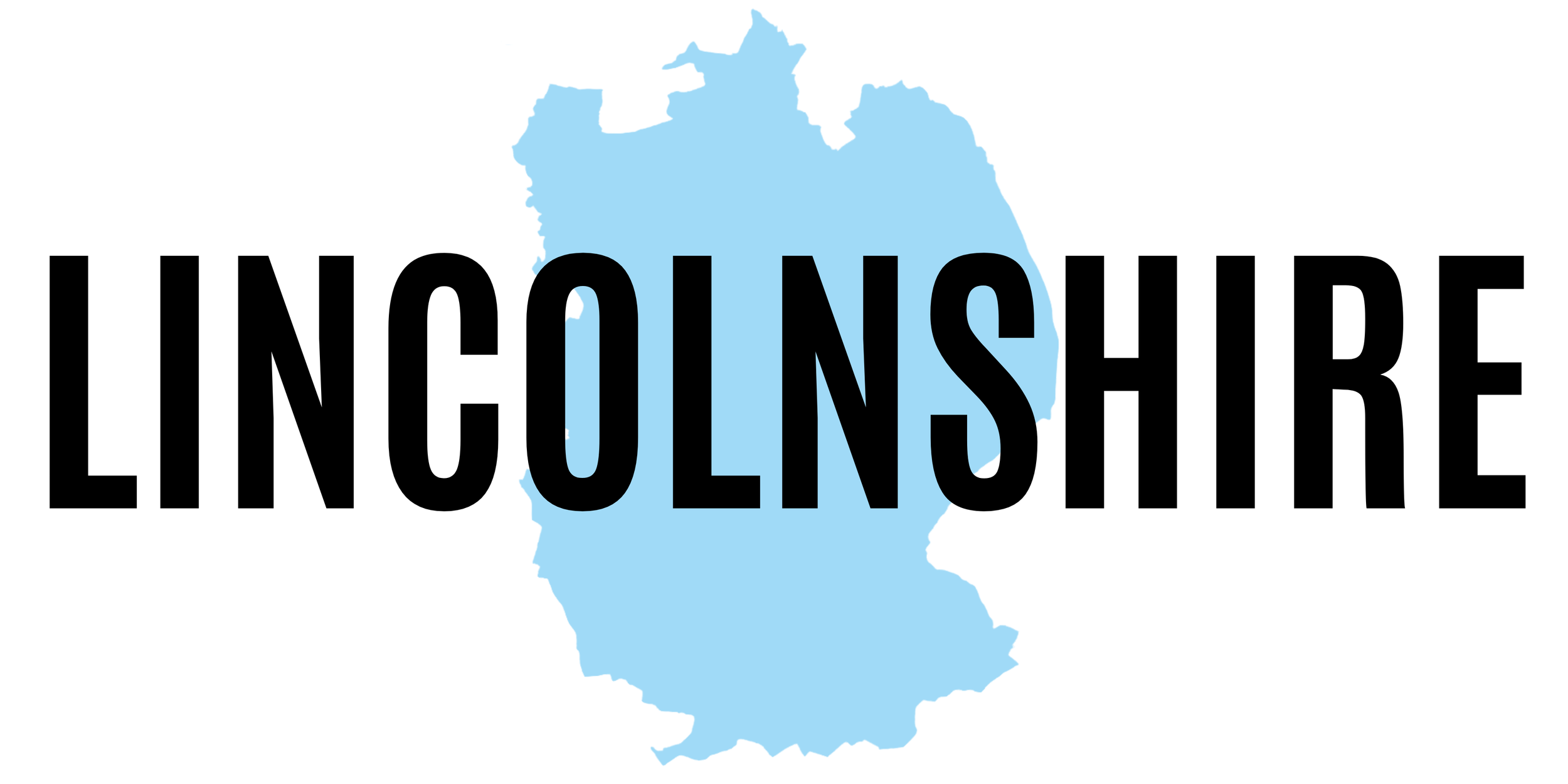 The word "Lincolnshire" in bold black letters over a blue silhouette map of Lincolnshire.