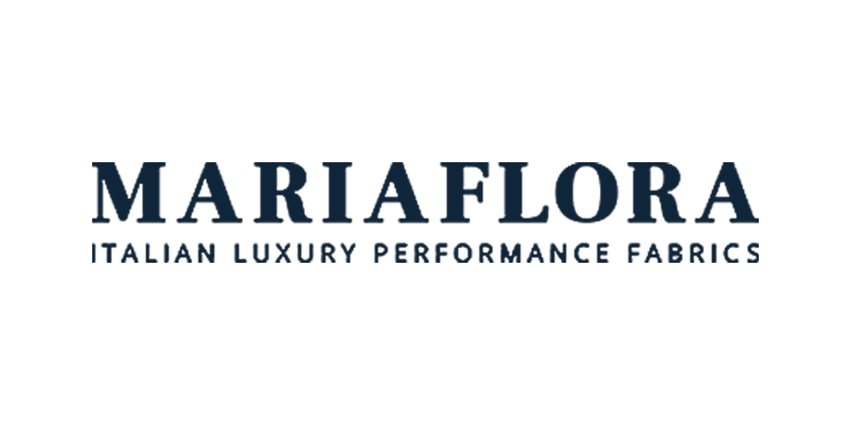 Logo of Mariaflora, an Italian luxury performance fabrics brand, featuring the company name and tagline.