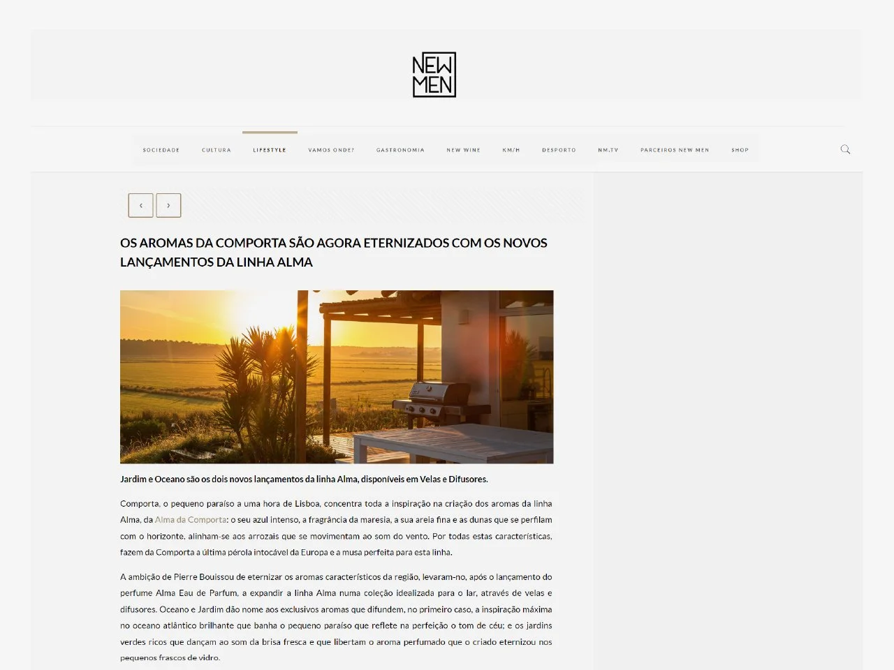 Os aromas da Comporta... | NEW MEN