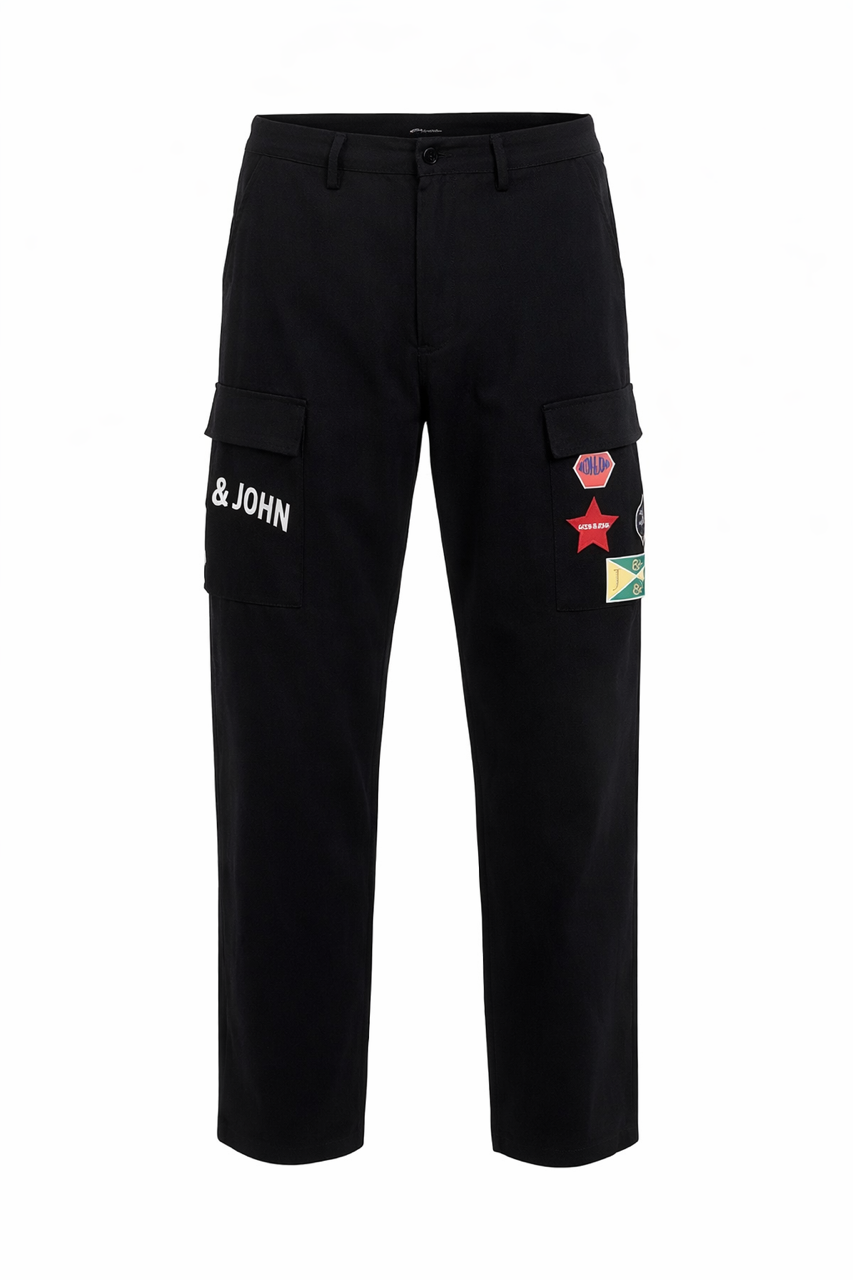 Black Logo Patch Pants
