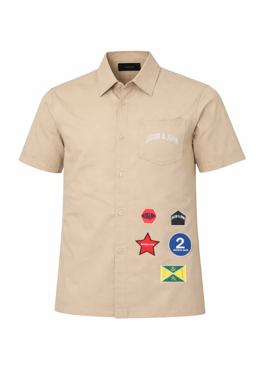 Khaki Logo Patch Cargo Shirt