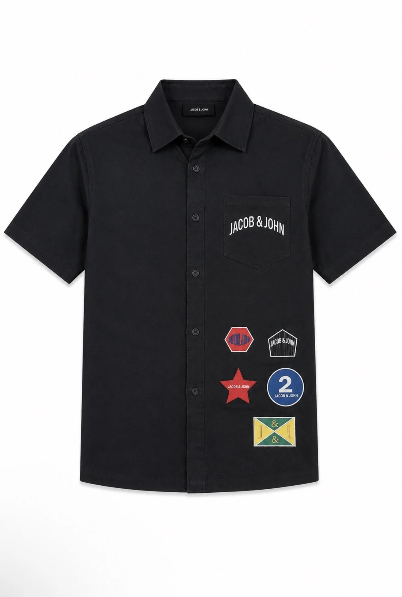 Black Logo Patch Cargo Shirt