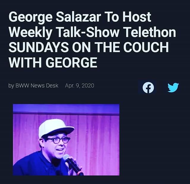 Thank you for shouting us out tonight and helping us #changethestats 
Check out this link 
https://www.broadwayworld.com/article/George-Salazar-To-Host-Weekly-Talk-Show-Telethon-SUNDAYS-ON-THE-COUCH-WITH-GEORGE-20200409

Tune in tonight!!!! @mrjoeico