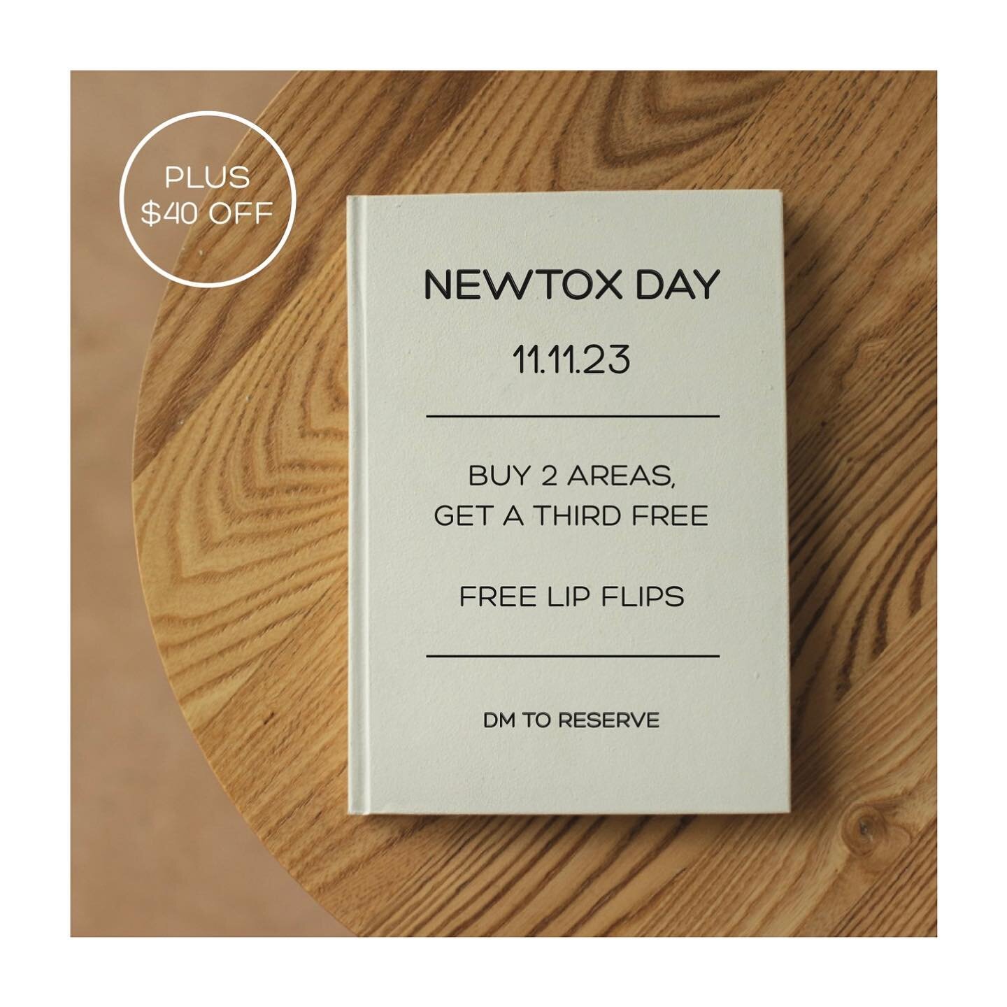 💋 your 11&rsquo;s goodbye! 

This SATURDAY from 10-1. 

Join us for our annual Newtox Day and celebrate the fastest growing neurotoxin @evolus 

💉 Buy 2 Areas, get a third FREE + FREE Lip flip. 

Areas (Forehead, Glabella, Crow&rsquo;s Feet, Lower 