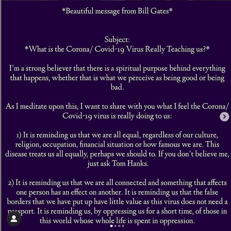 Bill Gate's beautiful message...