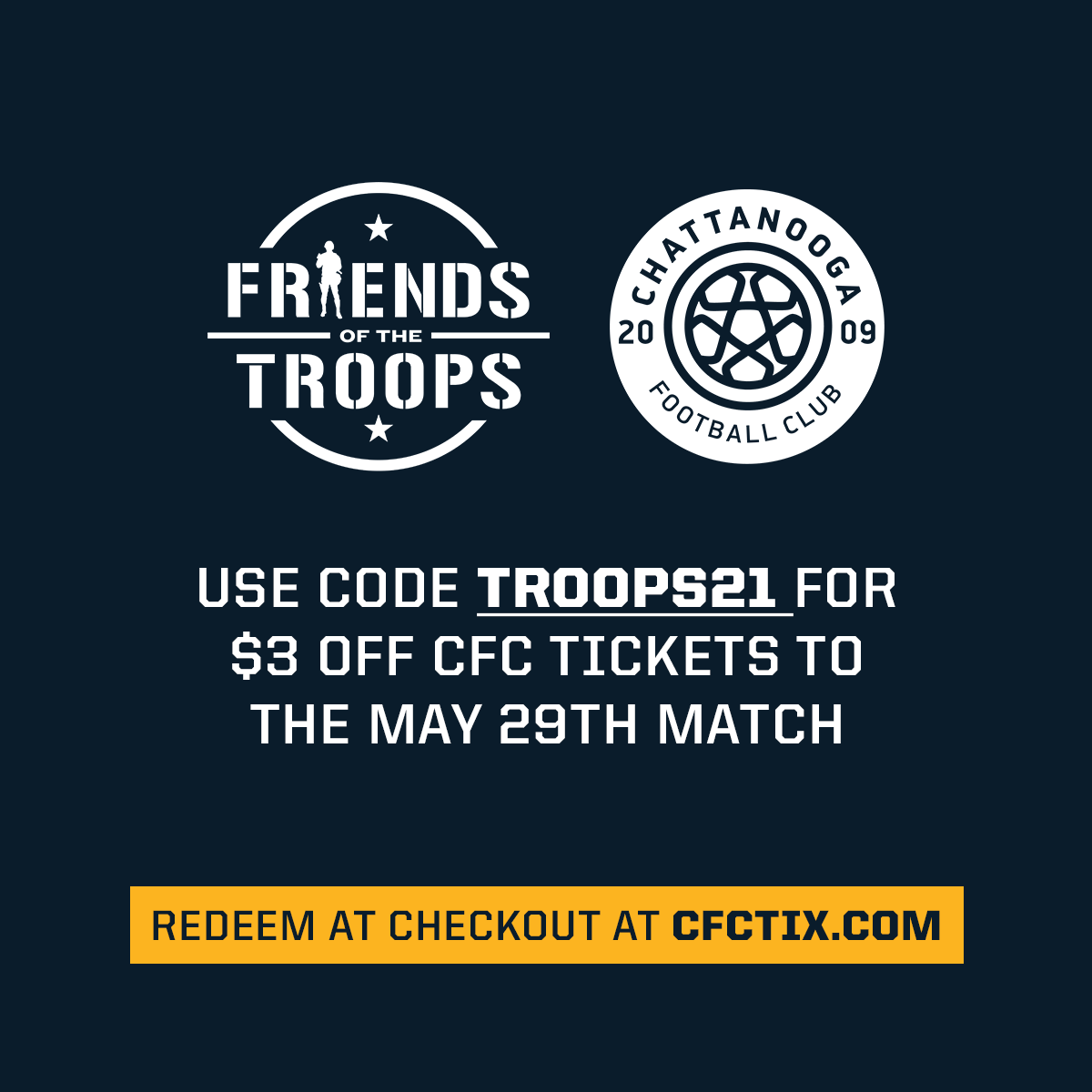 Chattanooga FC Features Friends Of The Troops for Its Cause of the Night