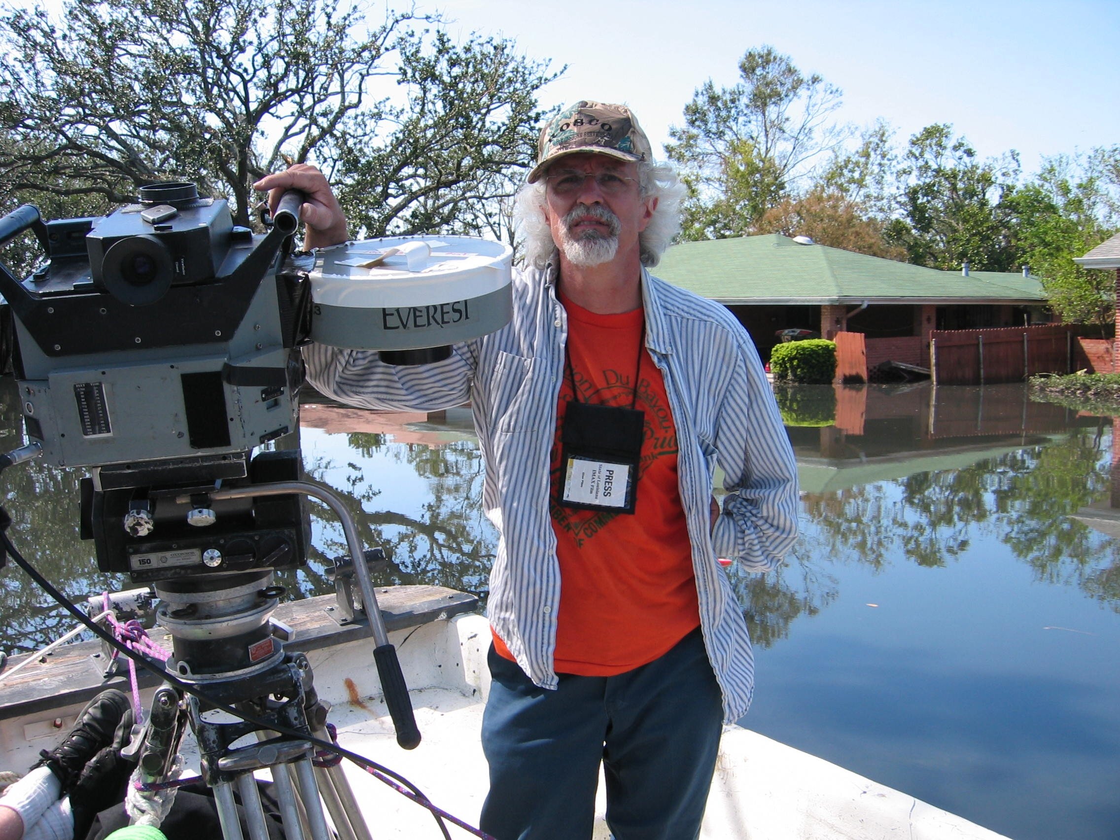 Co-director Glen Pitre in flooded Lake View section of New Orleans - Photo Sandra Stokes.JPG