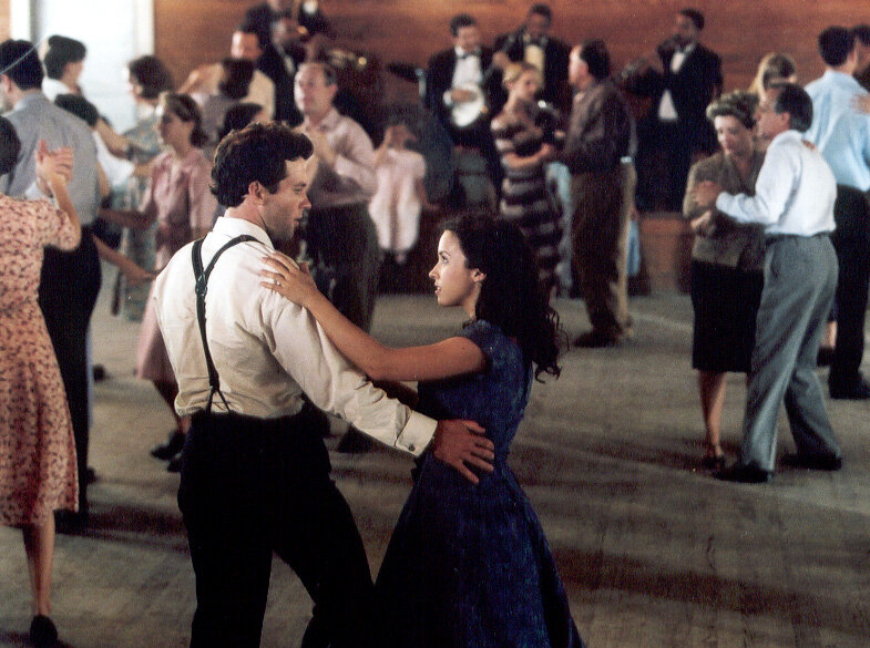 Eion Bailey &amp; Lacey Chabert on the floor of Lee Bros Dancehall in Cut Off LA
