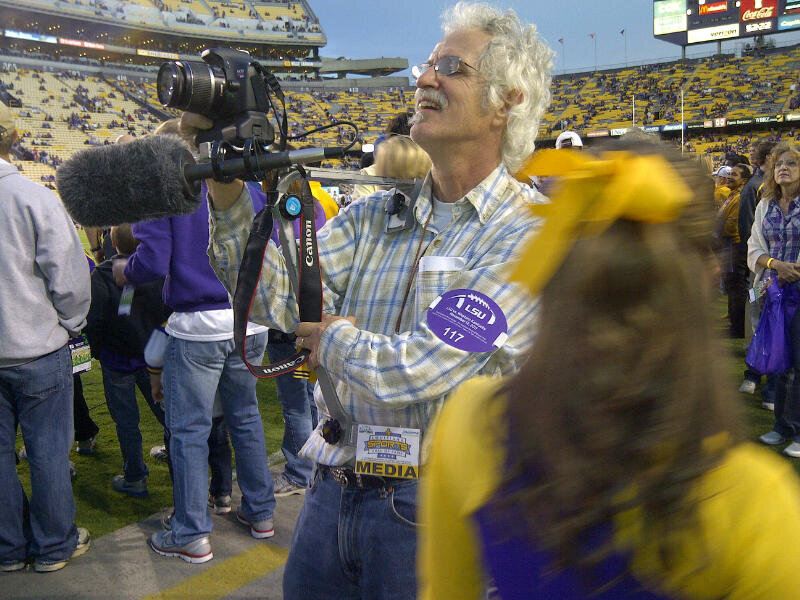 On the sideline of an LSU home game