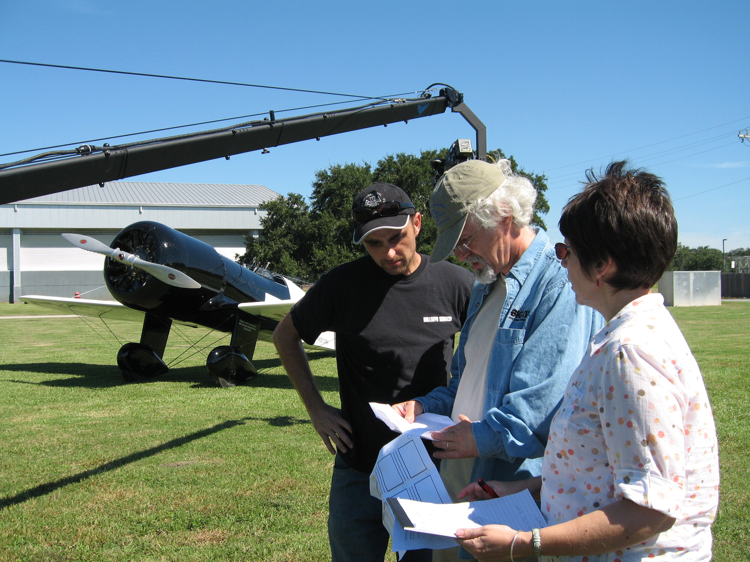 Checking the shot list for Wedell Williams Aviation Museum with DP Simon Carmody