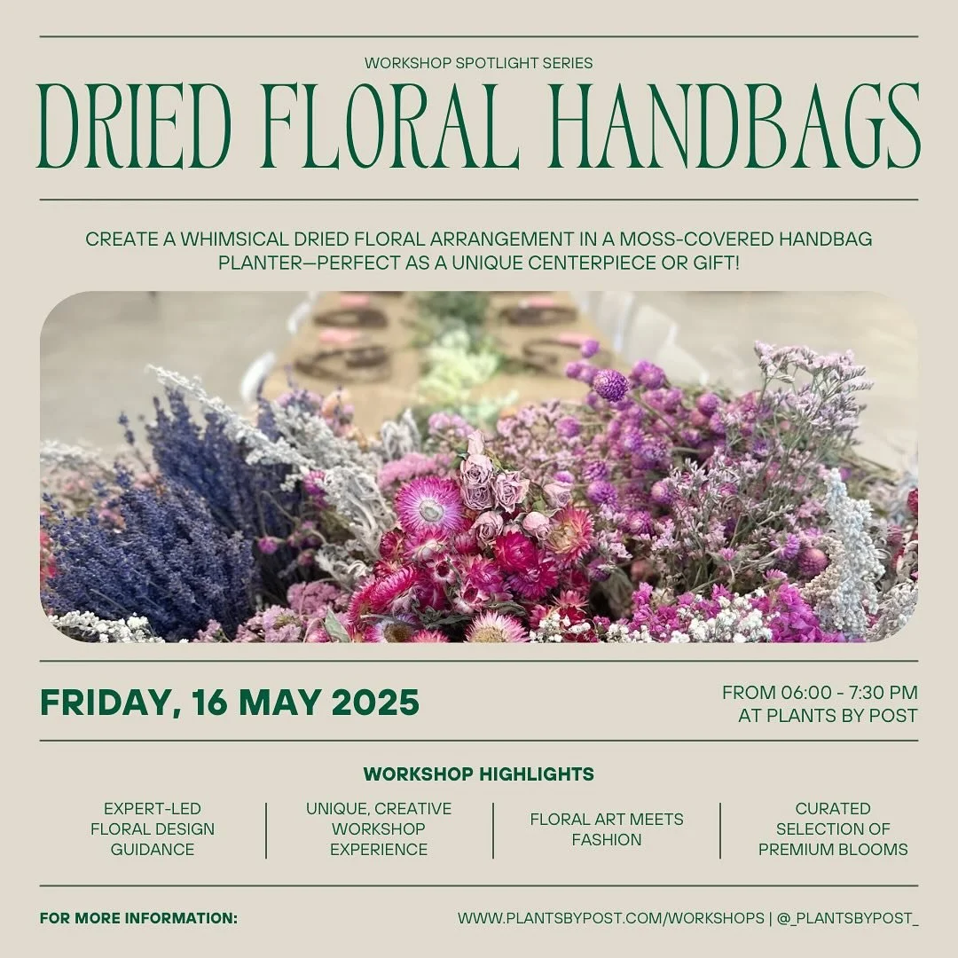 🌸✨ Workshop Spotlight Series: Floral Handbag Workshop ✨🌸

Unleash your creativity and join us for a hands-on experience where you&rsquo;ll create a stunning floral handbag arrangement with dried blooms! 👜💐 Whether it&rsquo;s a unique centerpiece 