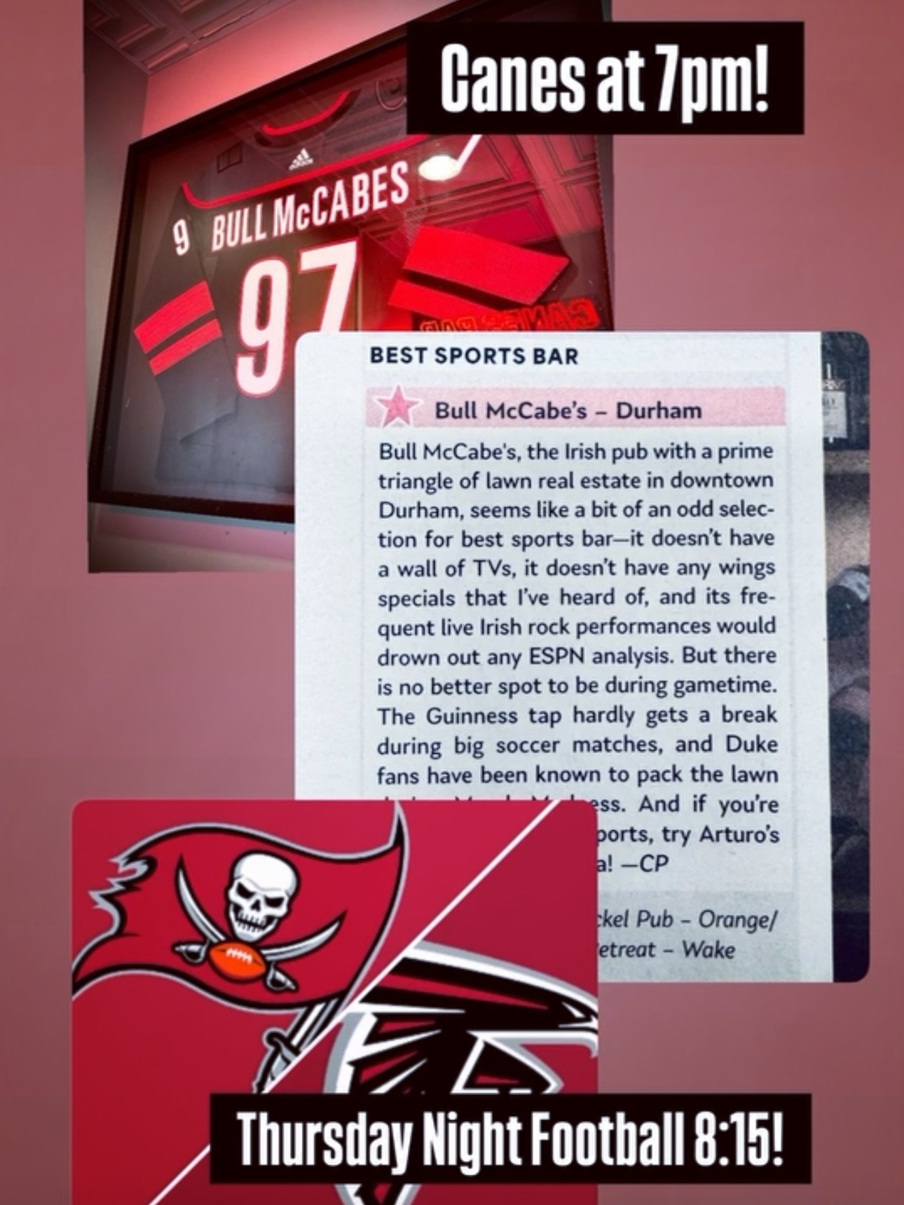 Come watch the @canes game at Durham&rsquo;s only #ApprovedCanesBar + winner of the @indyweek Best Sports Bar in the Triangle! 

PLUS we&rsquo;ve got a traditional Irish session on the patio at 7pm as well! 

$5 well drinks all night &mdash; open til