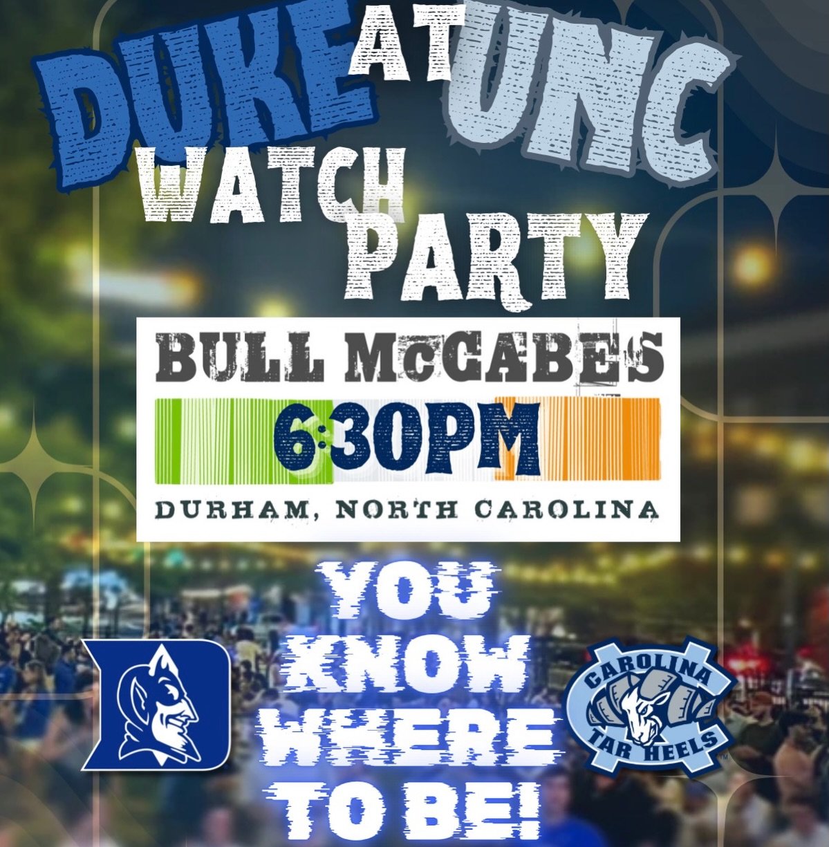 Get here early for good seats! Every TV will be tuned in, including the lawn TVs, so prepare to bundle up if you get here later! Watch the best rivalry in sports at the best sports bar in the triangle 😏