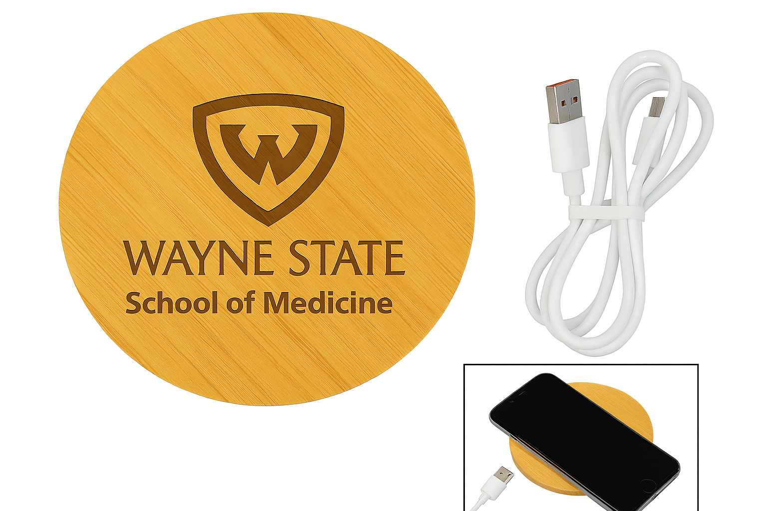 Round Bamboo Wireless Charging Pad