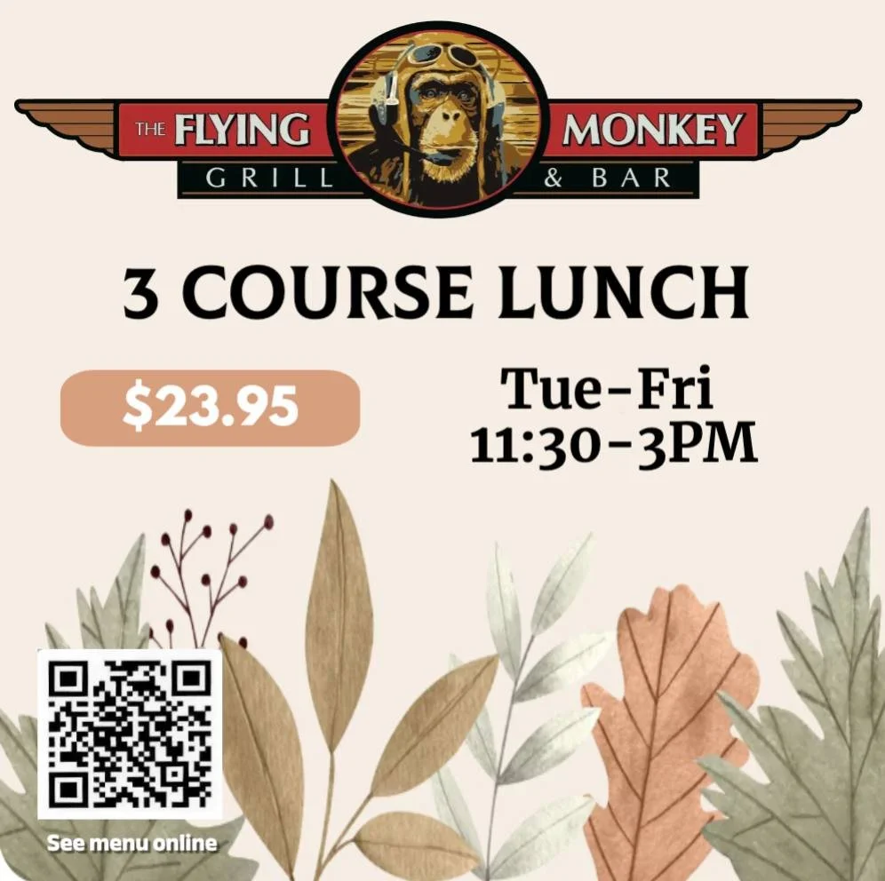Join us for a 3-course lunch that&rsquo;s bursting with flavor, fun, and Flying Monkeys magic. 🍴💫

Perfect for mid-day catch-ups, work breaks, or a little treat-yourself moment. 💕🍷
#FlyingMonkeysLunch #3CourseLunch #FoodieVibes #LunchGoals #Flyin