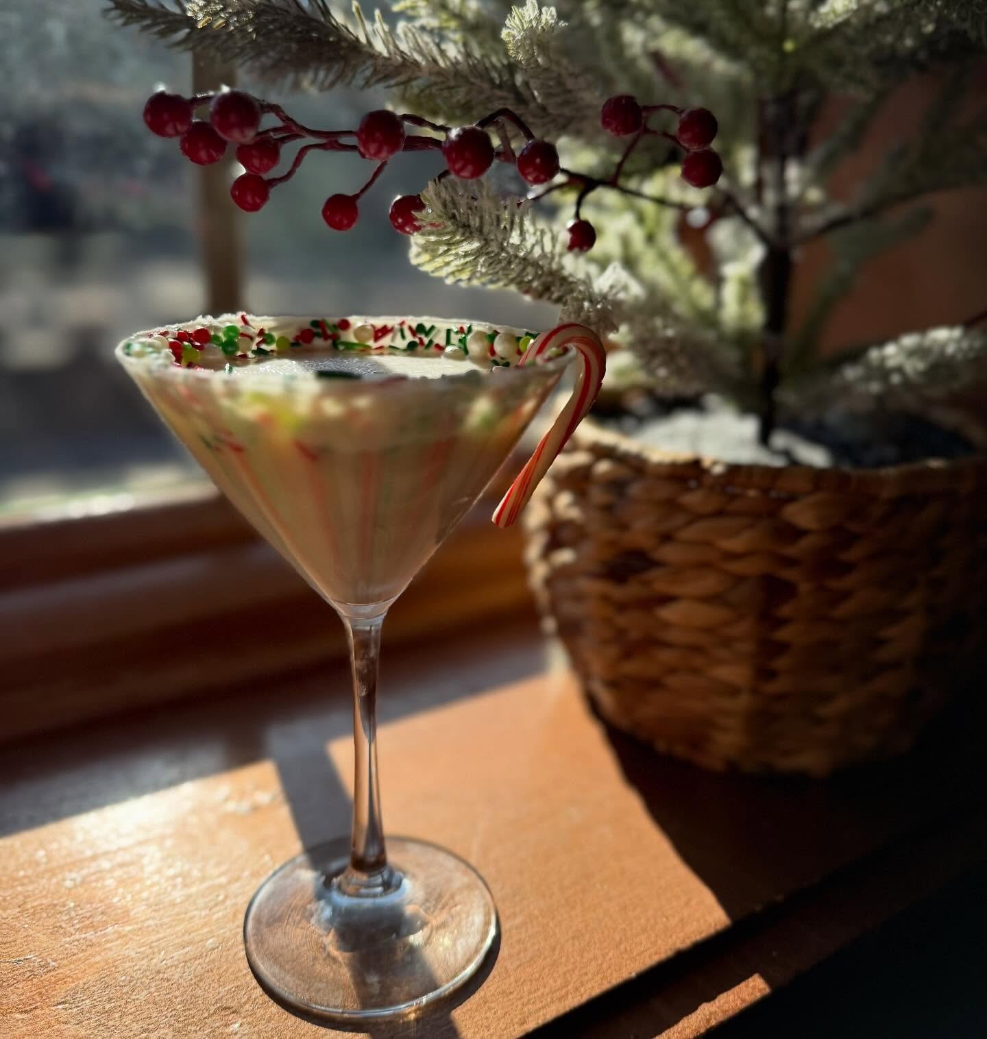 The Candy Cane Martini - Sweet, minty, and perfectly merry. Vanilla vodka, RumChata, peppermint liqueur &amp; a splash of cream come together for the ultimate holiday sip.