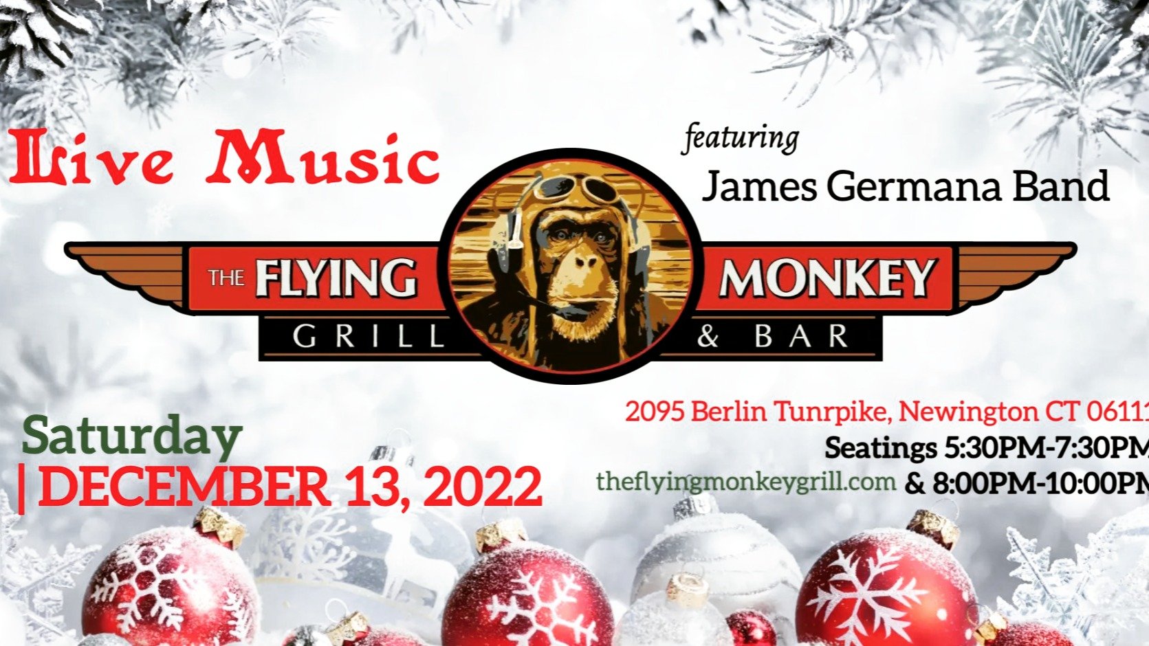 James Germana Band | Live Saturday Night 5:30&ndash;10PM
Join us for an unforgettable evening of Motown, R&amp;B, and Jazz&mdash;with a festive surprise of Christmas favorites mixed in! 🎶✨
Enjoy great food, great people, and the good vibes all night