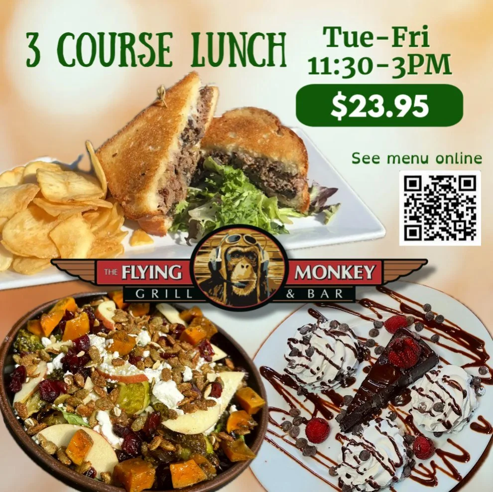 Lunch plans, solved 🍽️🐒
Join us at The Flying Monkey for lunch you&rsquo;ll actually look forward to. From fresh flavors to fan favorites, it&rsquo;s the perfect mid-day escape.

📅 Tuesday&ndash;Friday
⏰ 11:30am&ndash;3pm

#lunchspecial #theflying