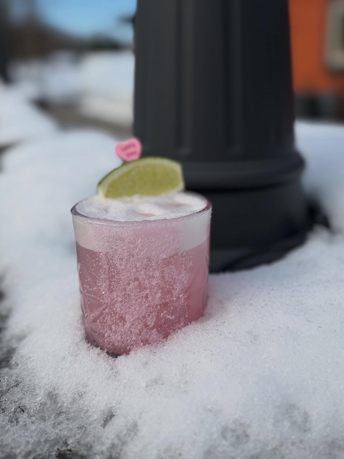 Sweet Hearts Margarita- Tequila, Dragon fruit, hibiscus &amp; coconut vibes