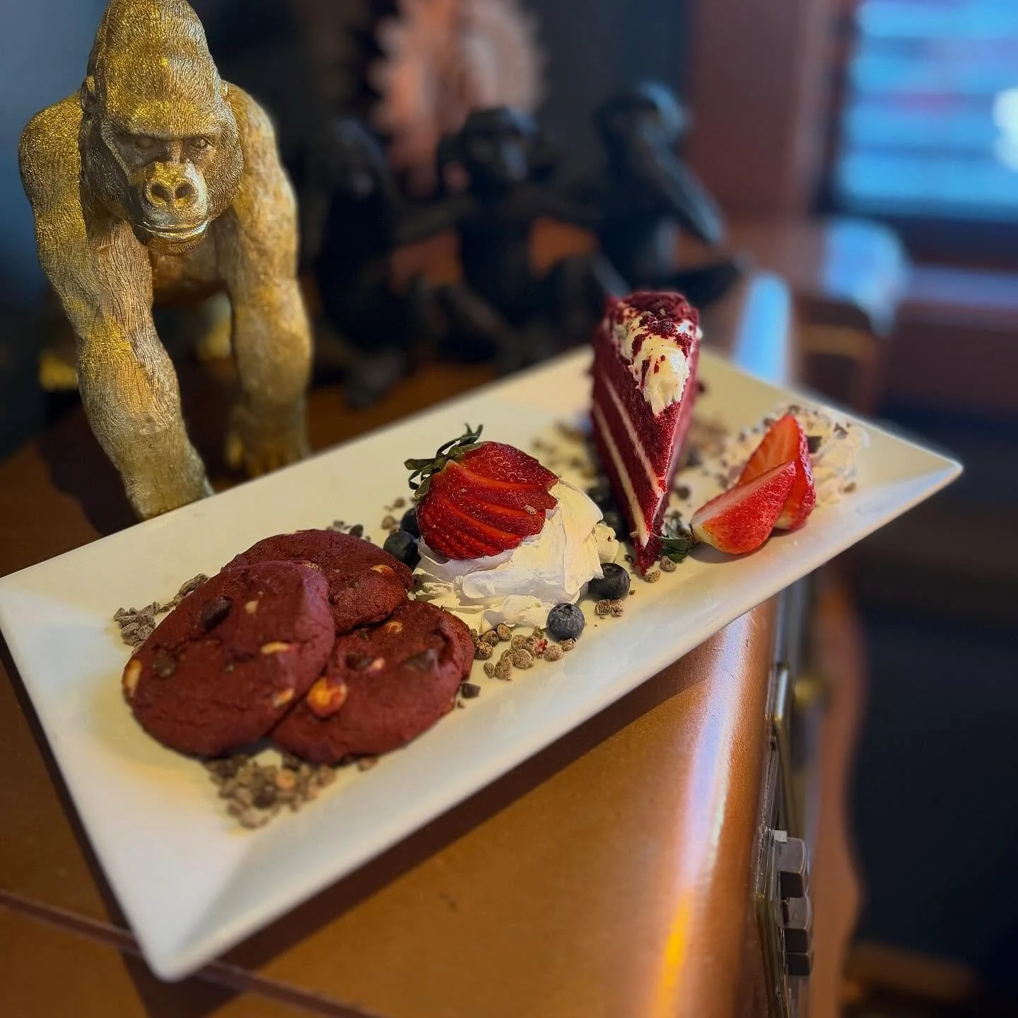 Sweethearts duo- Decadent three-layer red velvet with fresh berries paired with double chocolate red velvet cookies