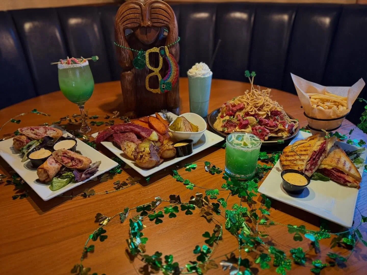 Saint Paddy&rsquo;s Specials Have Arrived!

Lucky Leprechaun Loaded Chips
Crispy house-made potato chips piled high with Guinness beer cheese, slow-roasted drunken corned beef, crispy onion straws &amp; fresh green onions.

Romeo Reuben Eggrolls
Gold
