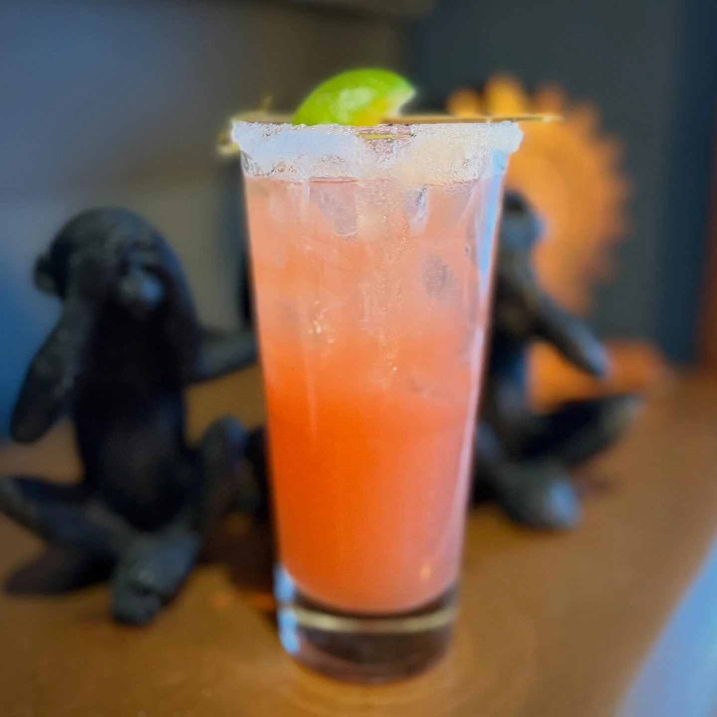 Prickly Pear Margarita- tequila, orange liquor, prickly pear, lemon and lime