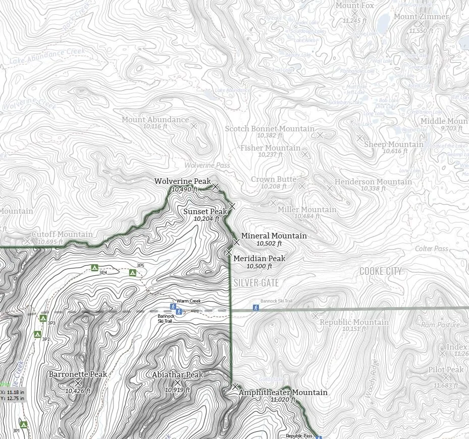 Slough Creek Yellowstone Map Yellowstone National Park, Slough Creek - Lamar River Map — North Fork  Mapping