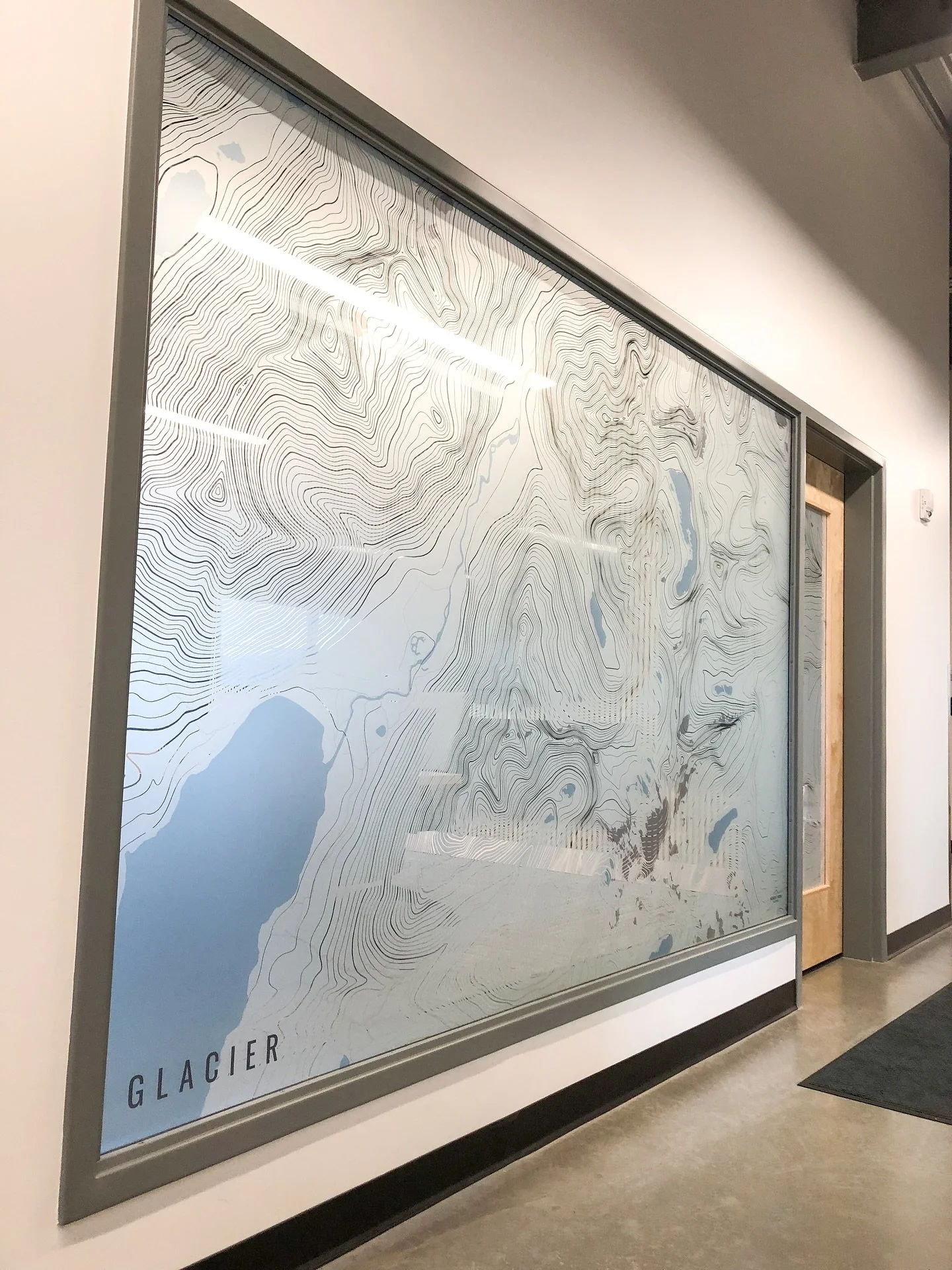 Custom topos for the @willplumb conference rooms!  Beartooth and Glacier shown here with frosting between the contour lines for privacy.  Maps for the area around Little Big Horn, Fort Benton, and Pompey were also included for the other conference ro