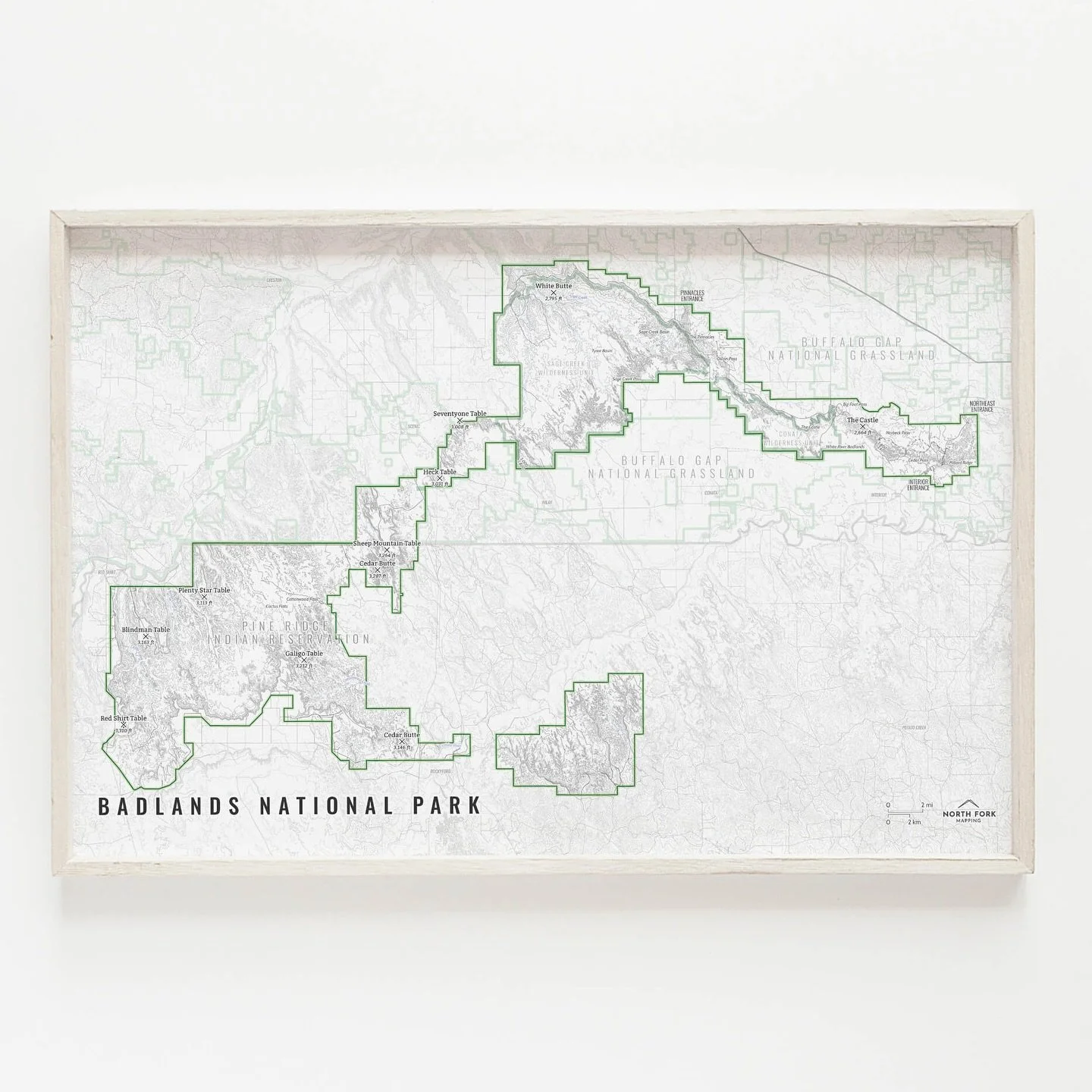 Badlands National Park map. 

The North Unit is designated as a wilderness area and is home to the black-footed ferret, one of the most endangered mammals in the world.  The South Unit is co-managed with the Oglala Lakota tribe. 

#badlands #badlands