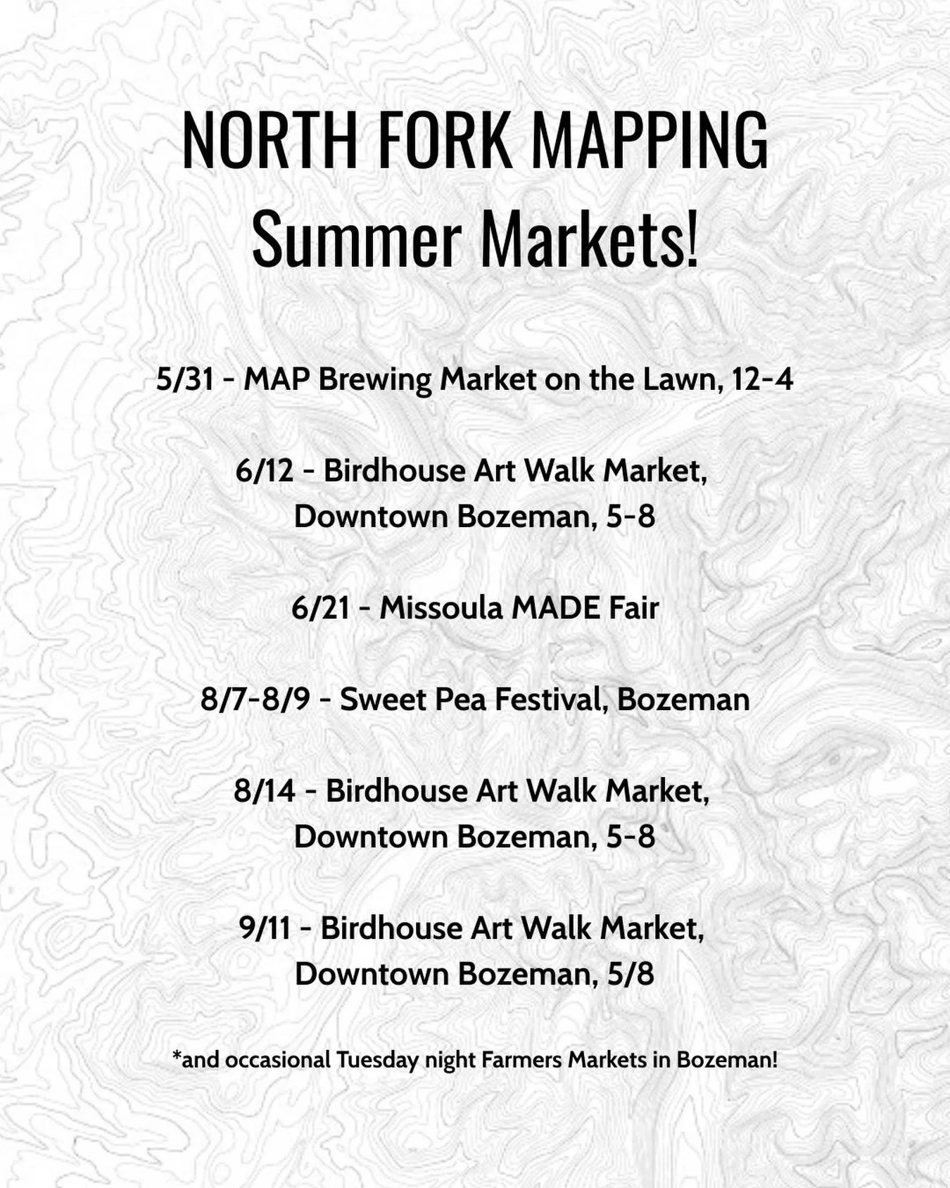 Our current line up for markets this summer!

First up - Sunday 5/31 at @mapbrewing !

Also don&rsquo;t forget that you can buy an early bird wrist band for Sweet Pea for $30 for the WHOLE WEEKEND - it includes all the music. Kids 12 and under are fr