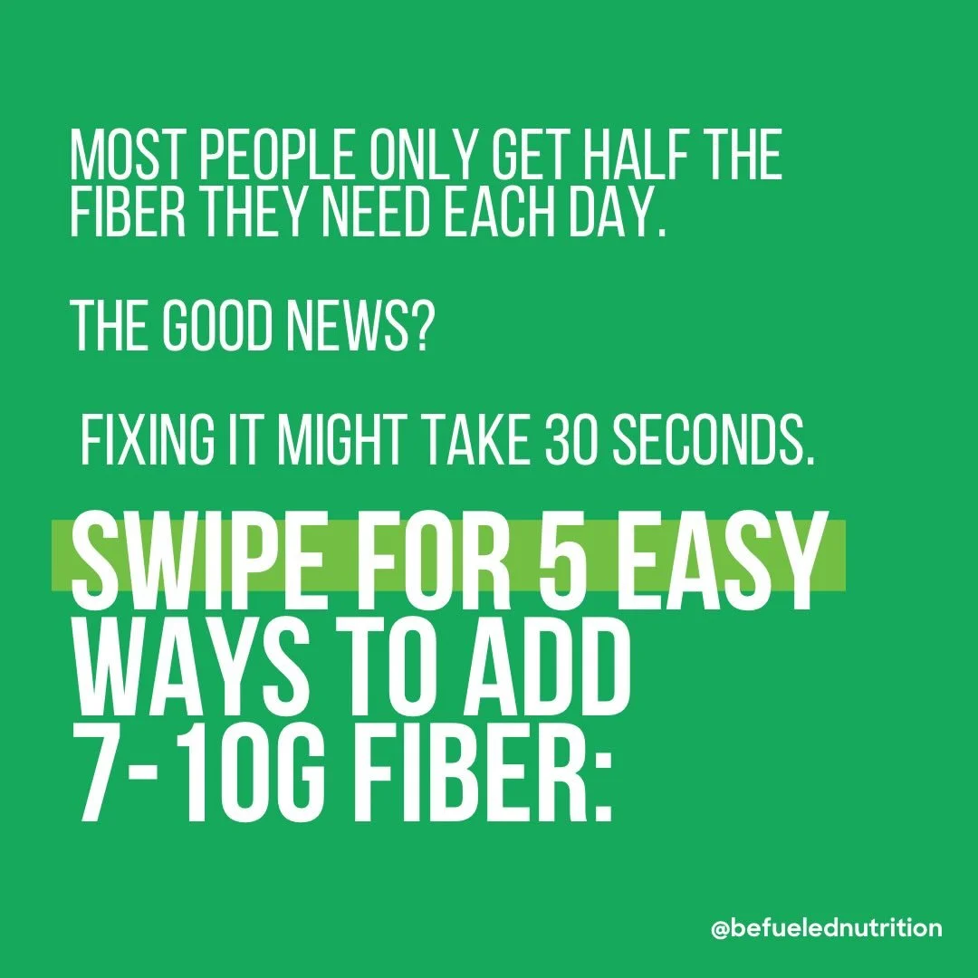 Want to improve your digestion, fullness, and blood sugar with one simple habit? Start here!

Fiber supports digestion, gut health, blood sugar regulation, and feelings of fullness; but most adults only get about 15g per day, when the general recomme