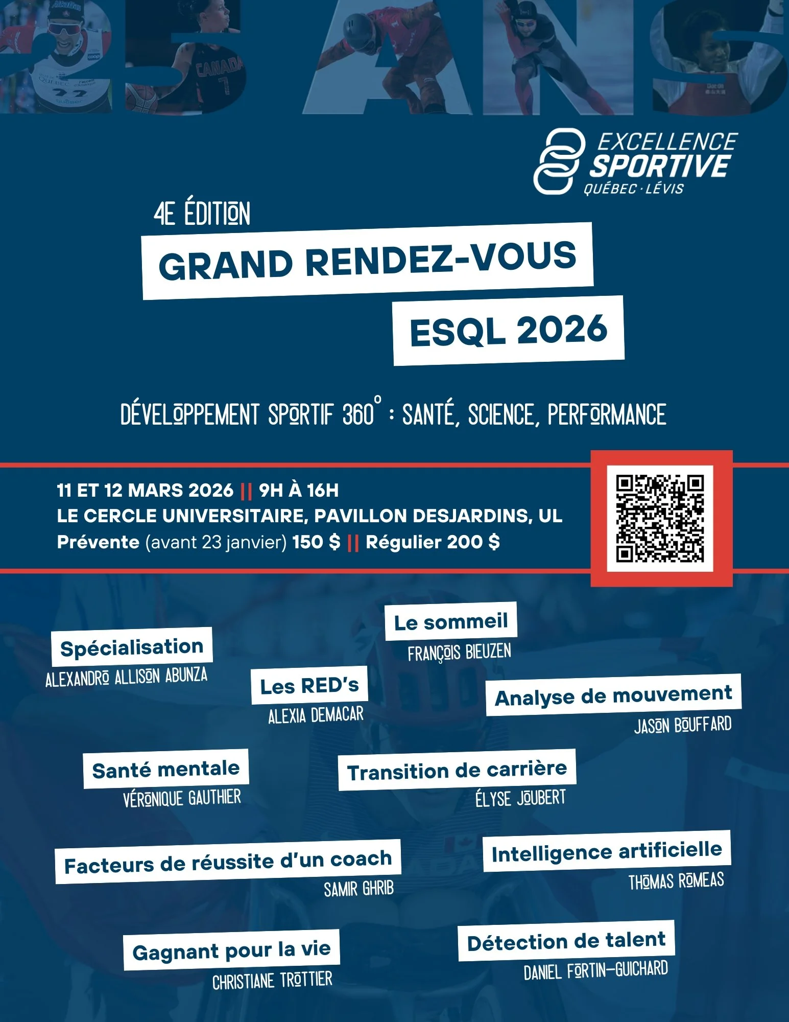 🏆 Le rendez-vous incontournable des passionn&eacute;s de sport et d&rsquo;excellence revient, cette fois sous le th&egrave;me : D&eacute;veloppement sportif 360&deg; : Sant&eacute;, Science, Performance!

🎯 11-12 mars 2026 | Le Cercle universitaire